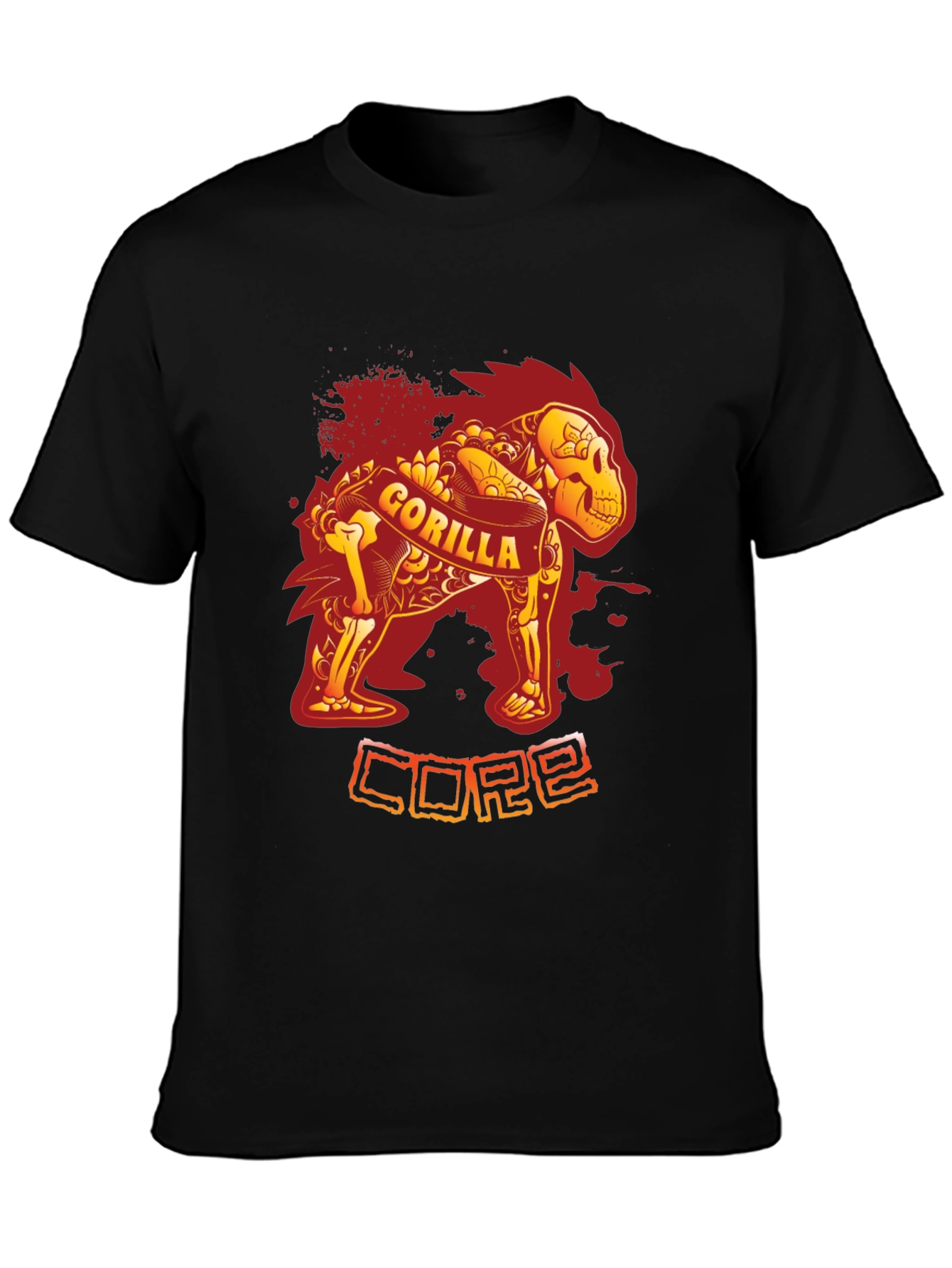 Black Gorilla Core Black T-Shirt - Unique Design view 3