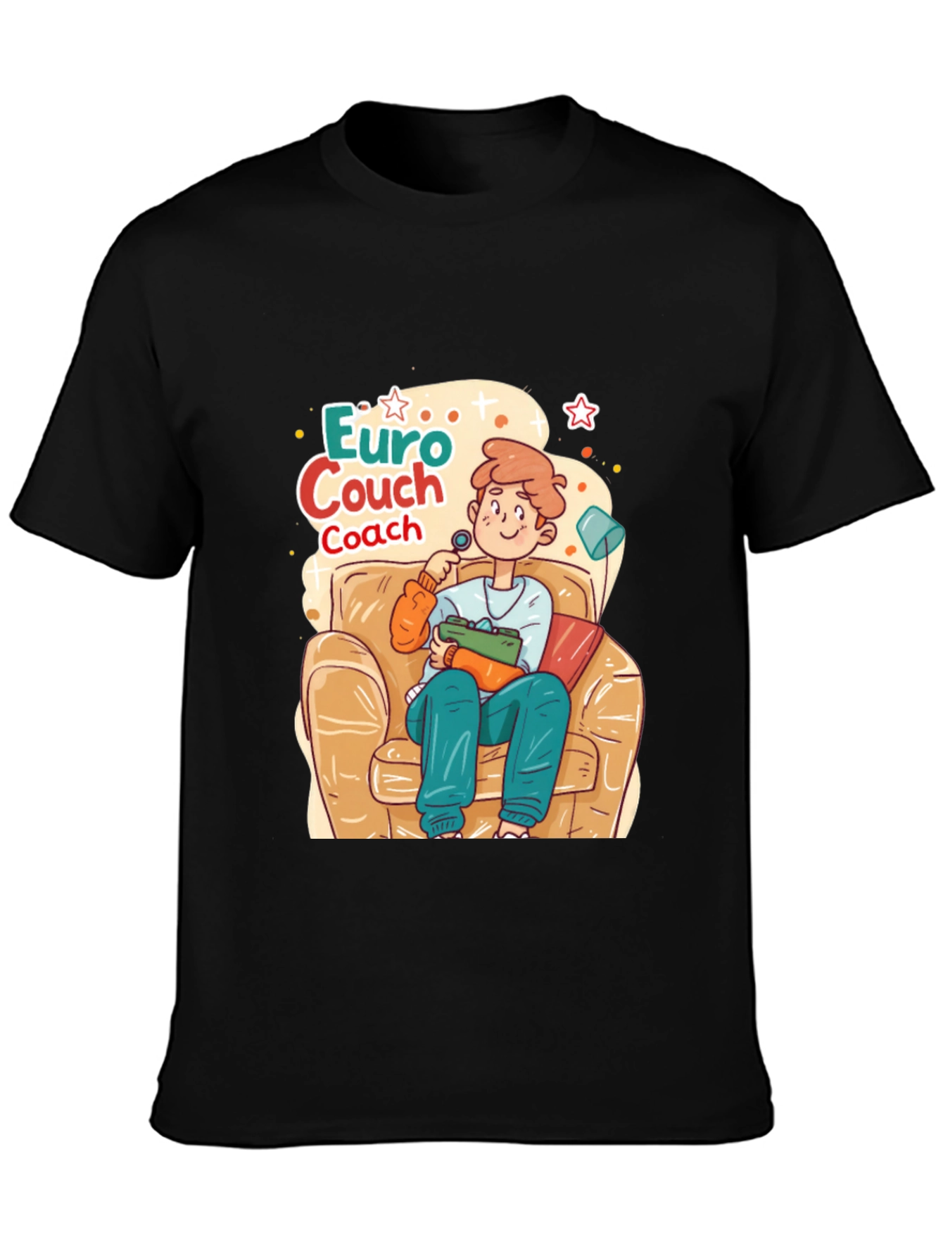 Black Euro Couch Coach T-Shirt view 3