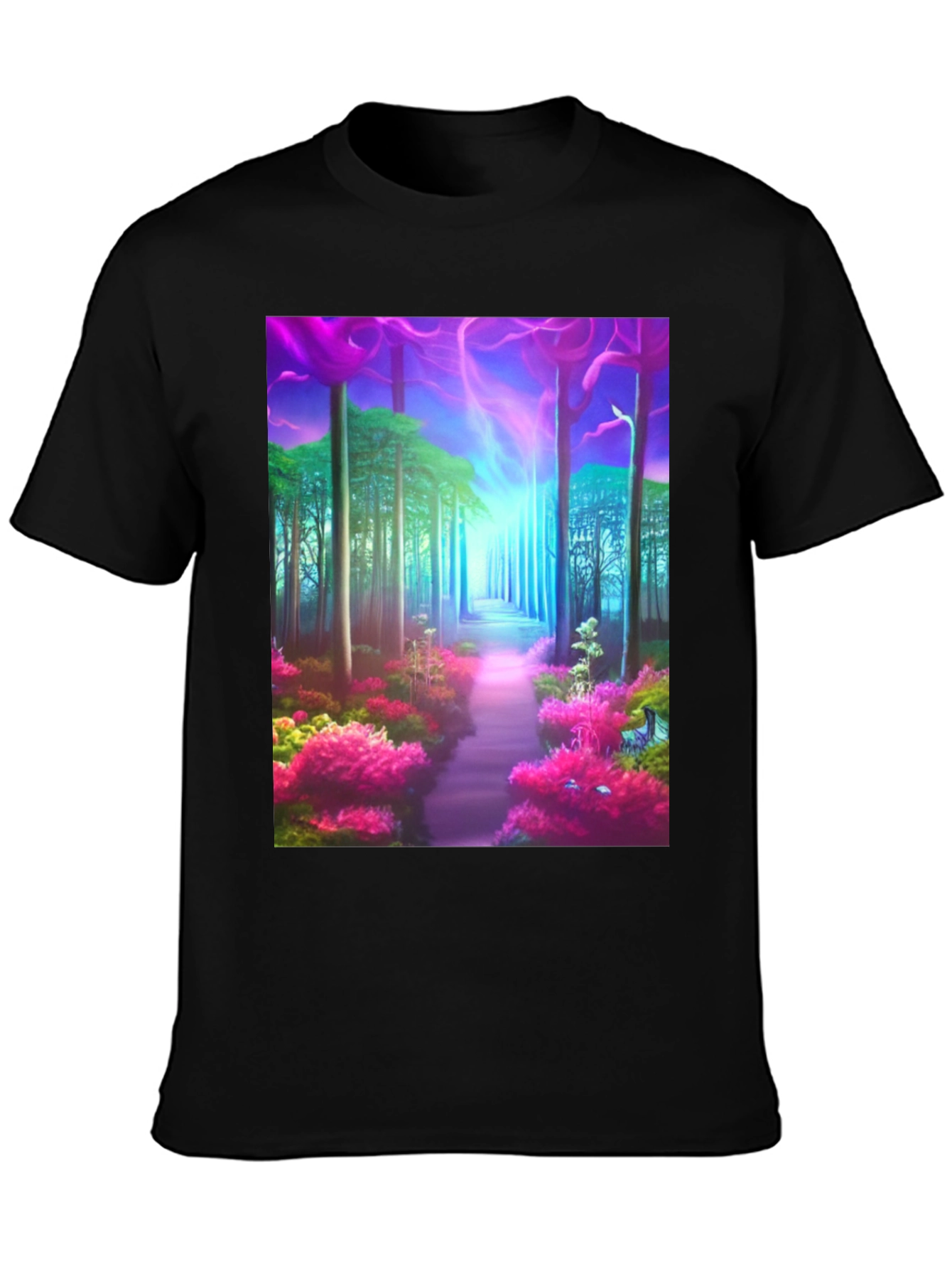 Black Enchanted Forest Graphic T-Shirt view 3