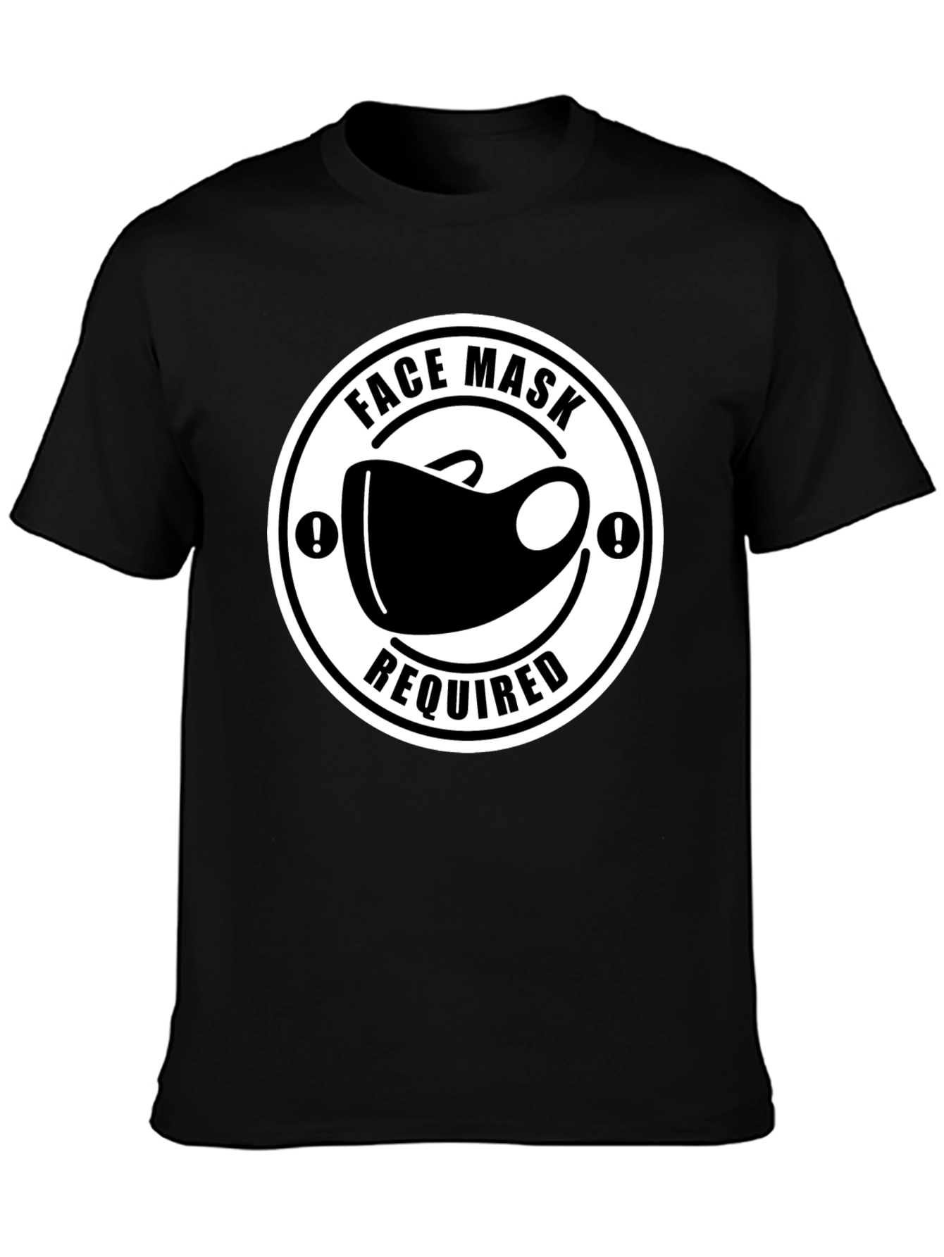 Black Face Mask Required T-Shirt - Black Novelty Tee view 3
