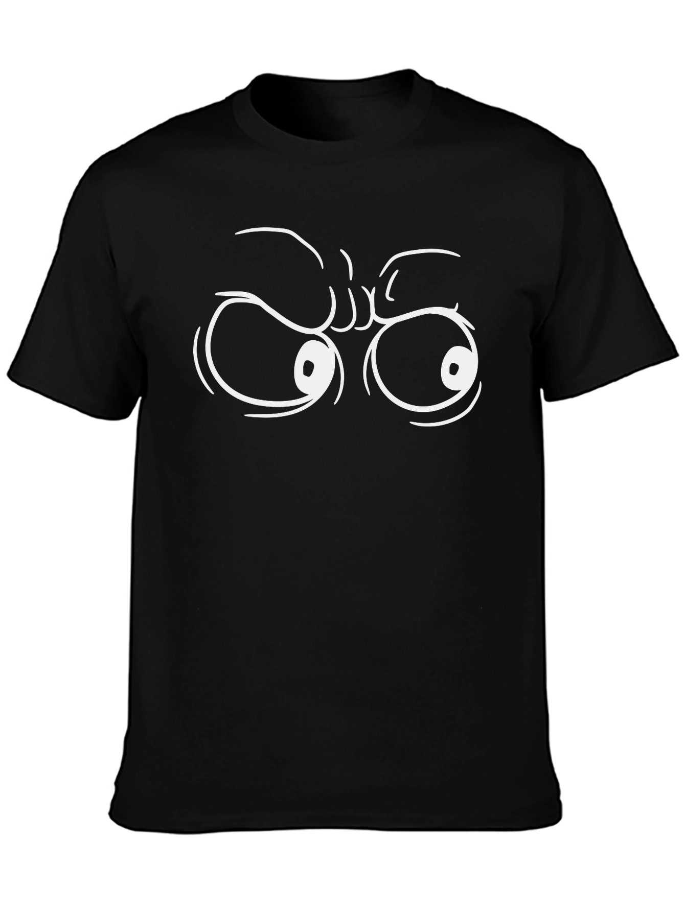 Black Funny Cartoon Eyes Graphic Black T-Shirt view 3
