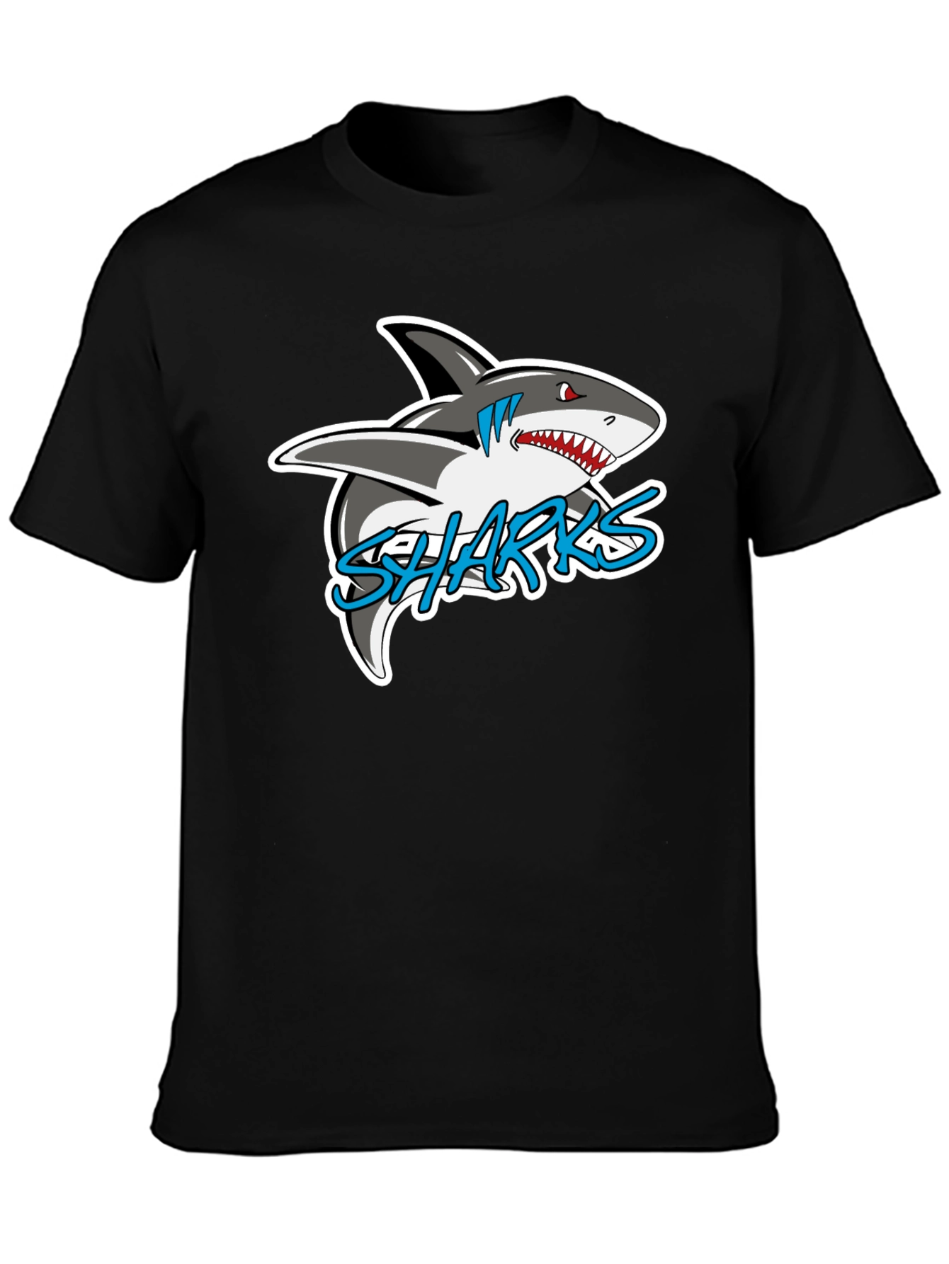 Black Sharks Graphic Black T-Shirt view 3