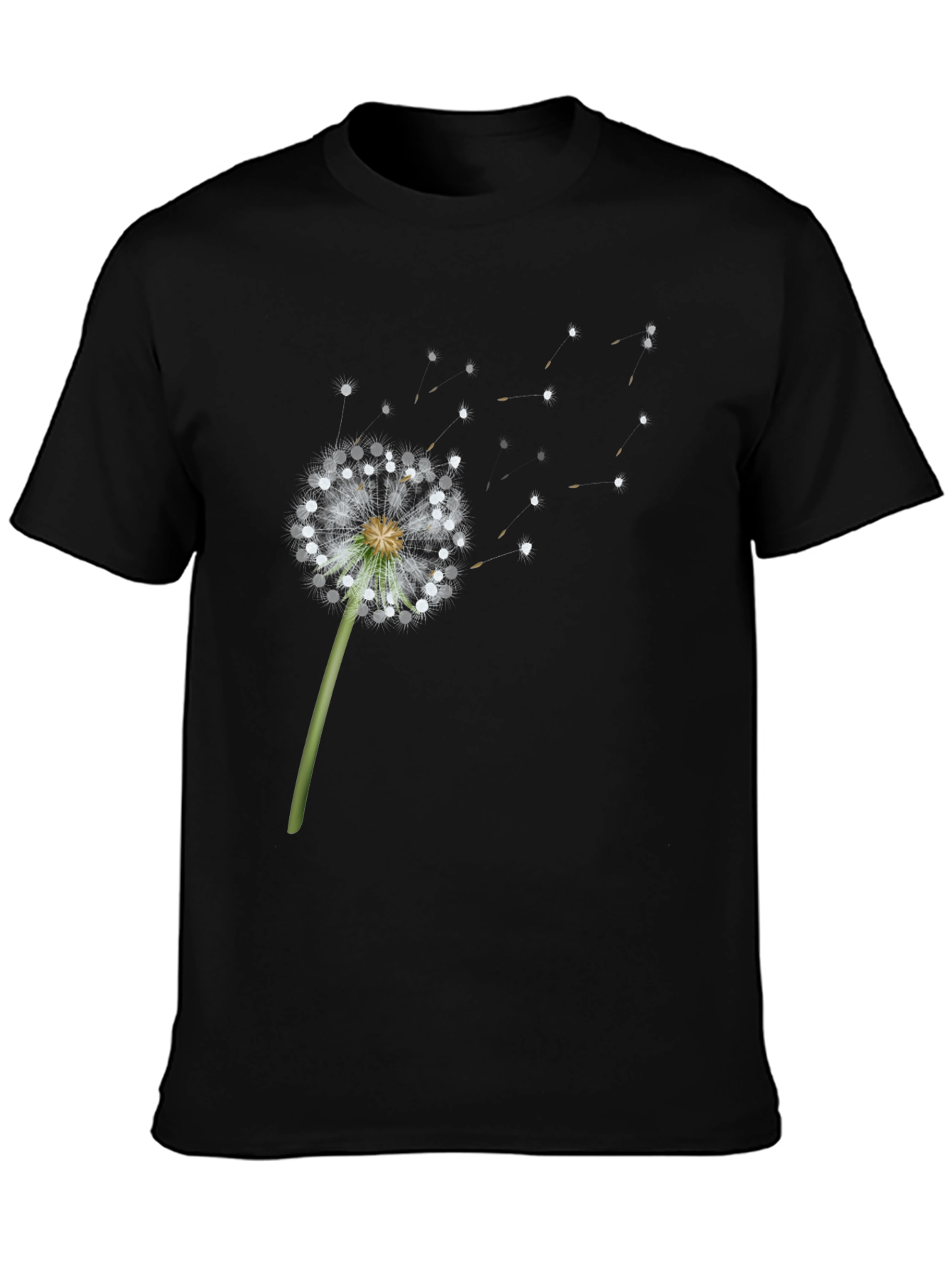 Black Dandelion Wish Graphic Tee - Black Cotton Blend view 3