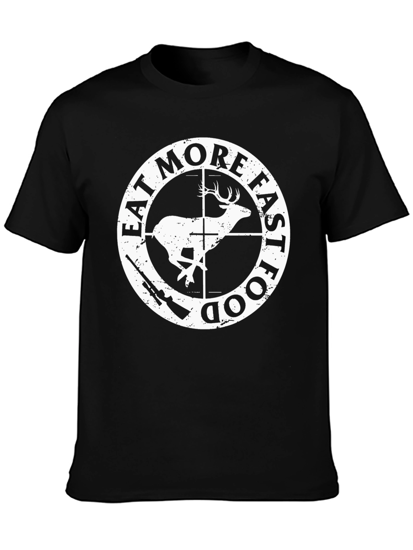 Black Eat More Fast Food Deer Hunting T-Shirt view 3
