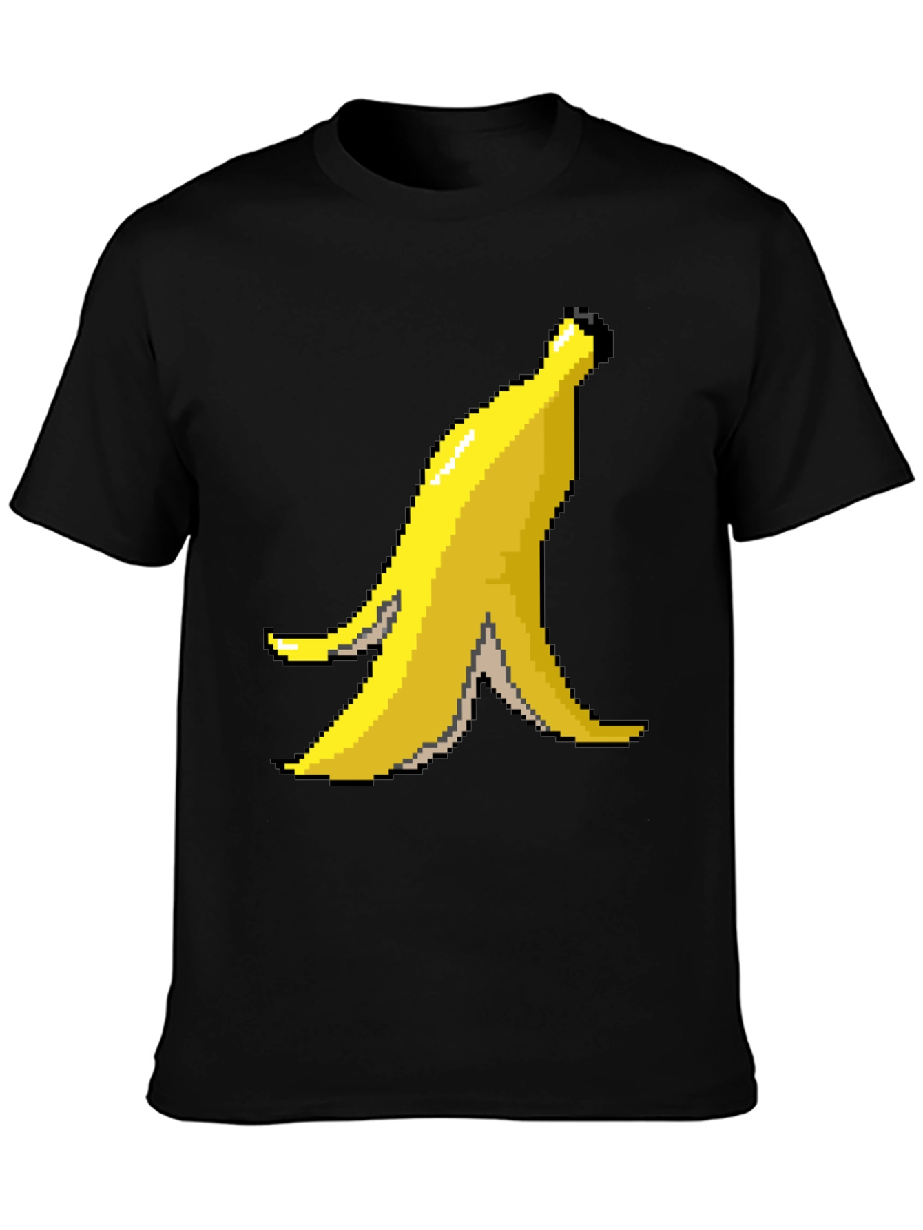 Black Pixel Banana Peel Graphic T-Shirt view 3