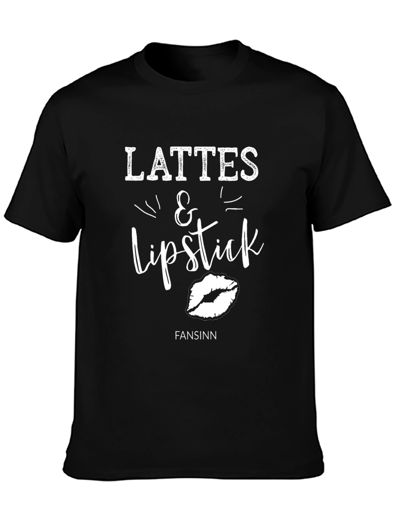 Black Lattes & Lipstick Graphic Tee - Fashionable Women's T-Shirt view 3