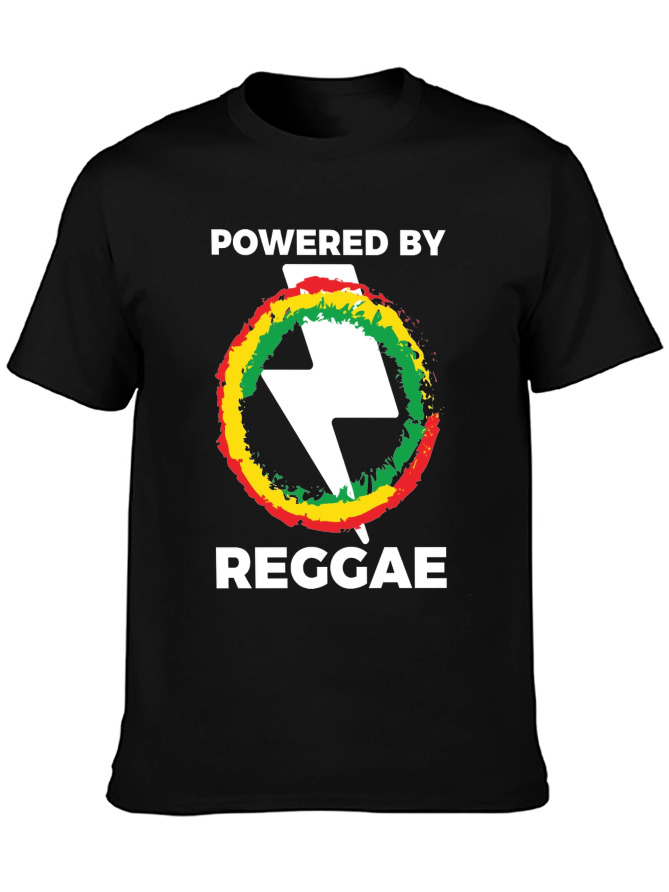 Black Powered By Reggae T-Shirt Black Cotton view 3