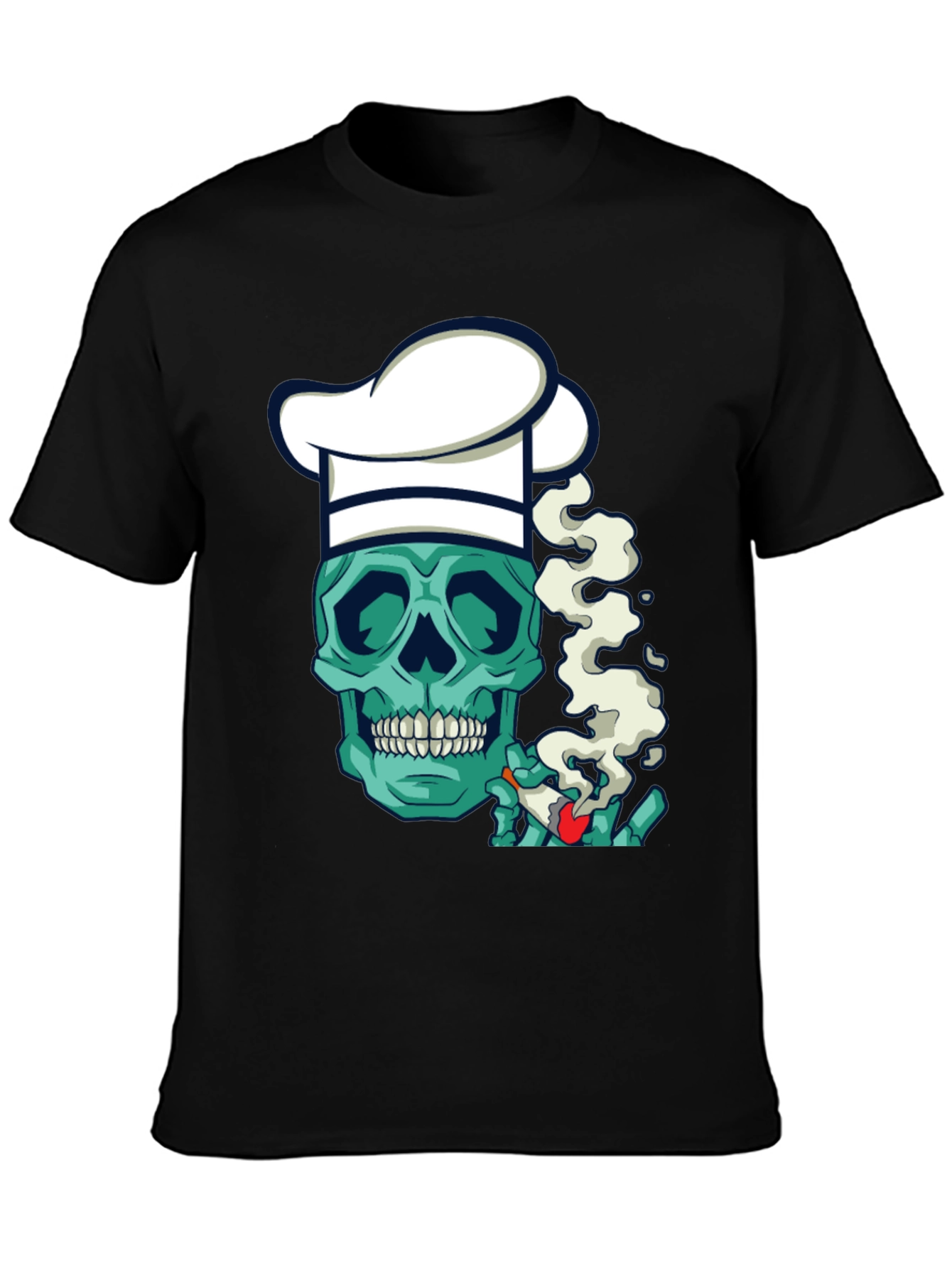 Black Chef Skull Smoker T-Shirt - Cool Graphic Tee view 3