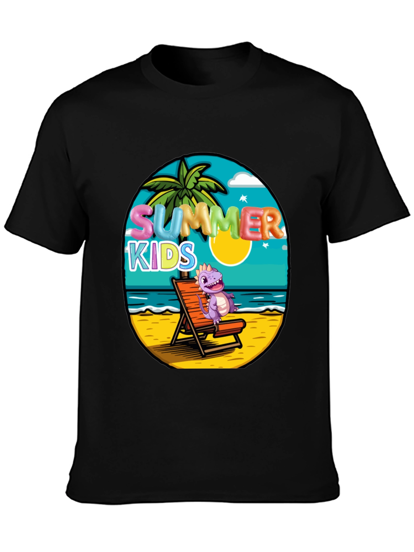 Black Summer Kids Beach T-Shirt view 3