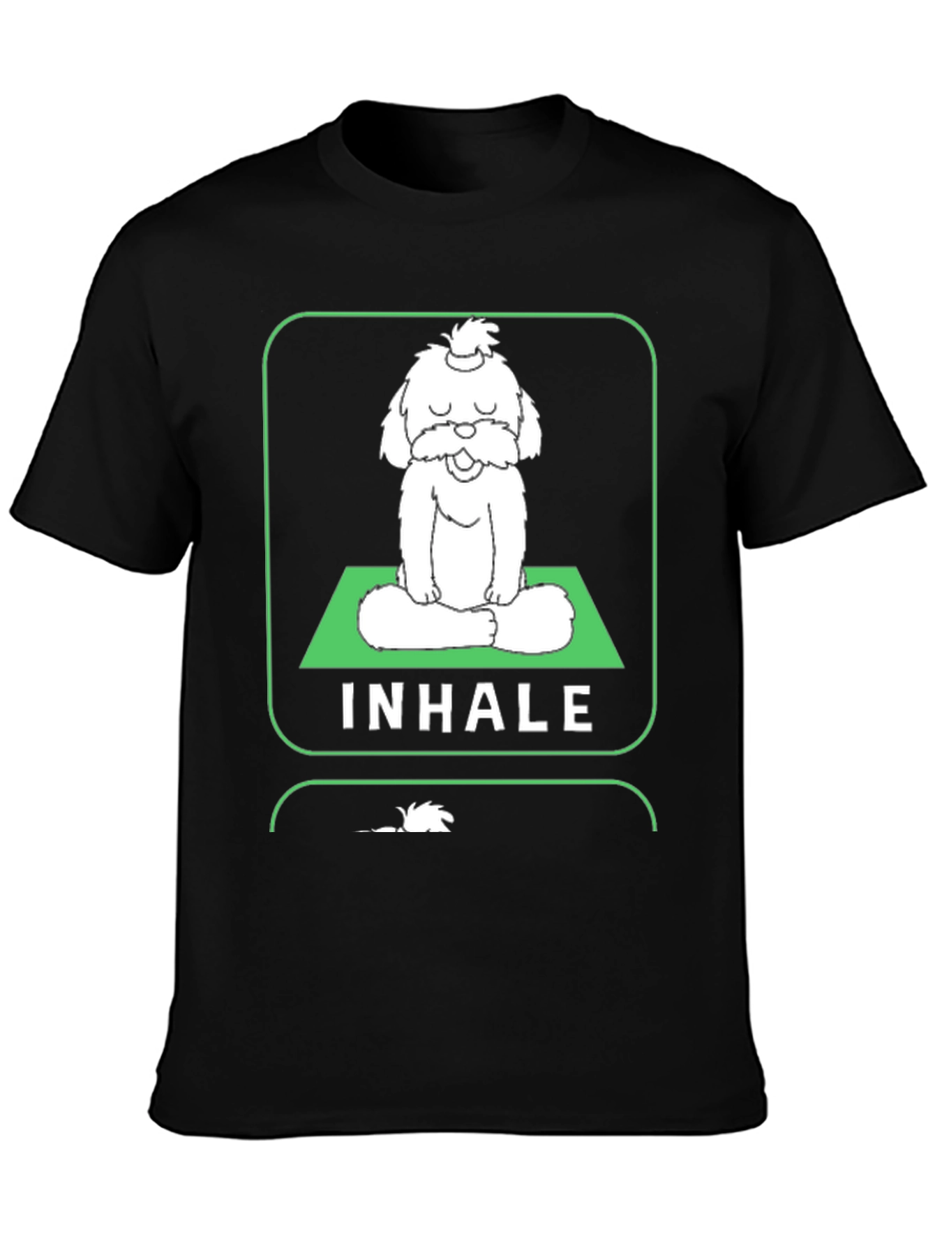 Black Meditating Dog Graphic Tee - Inhale, Exhale, Relax view 3