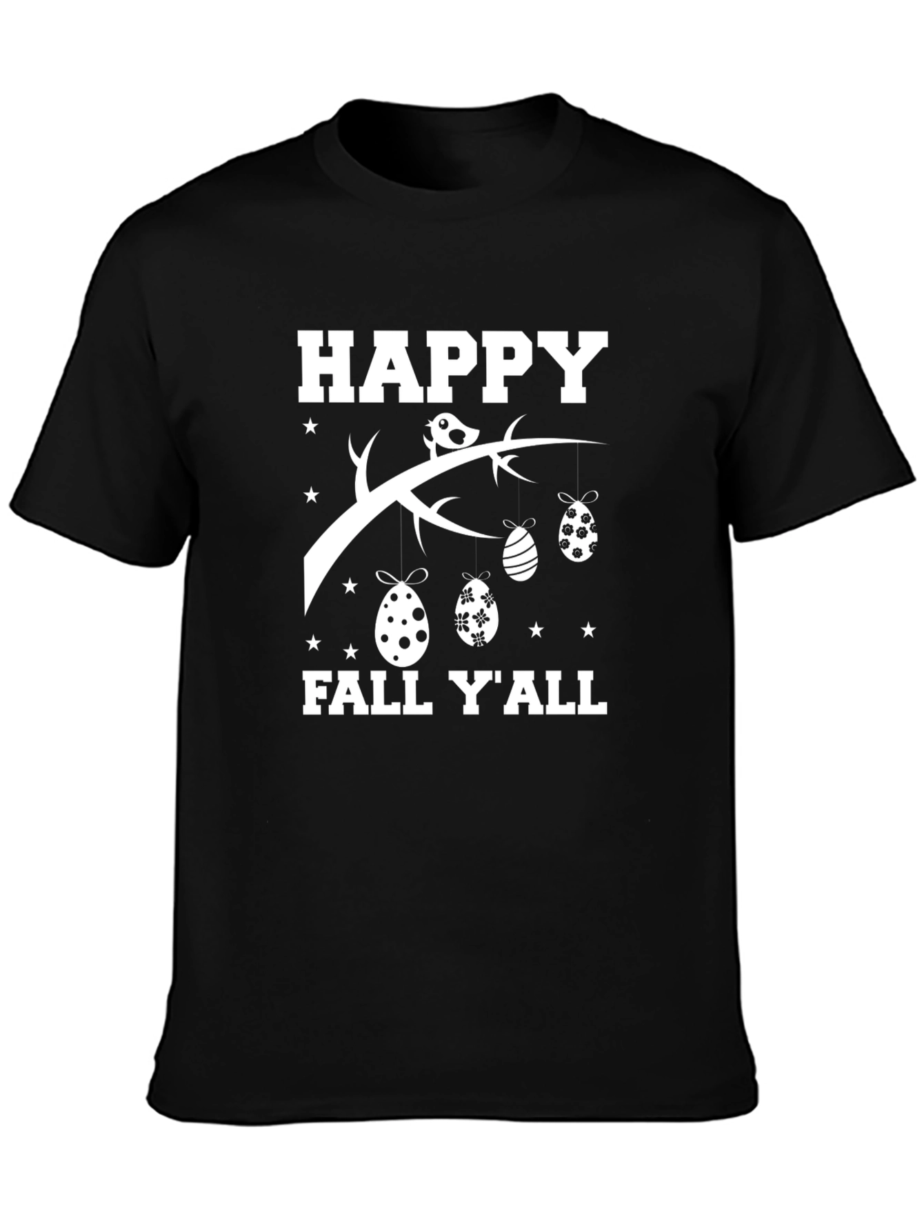 Black Happy Fall Y'all Easter Egg T-Shirt view 3