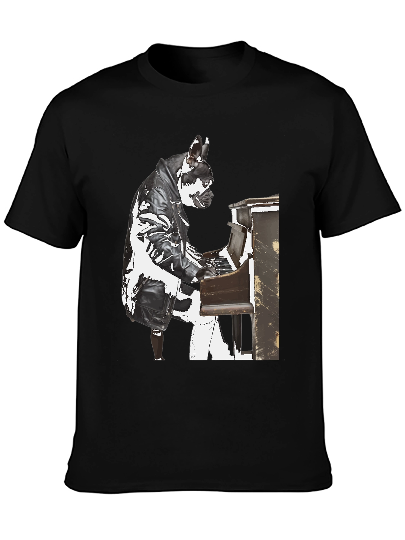 Black Piano Dog T-Shirt - Quirky Style view 3
