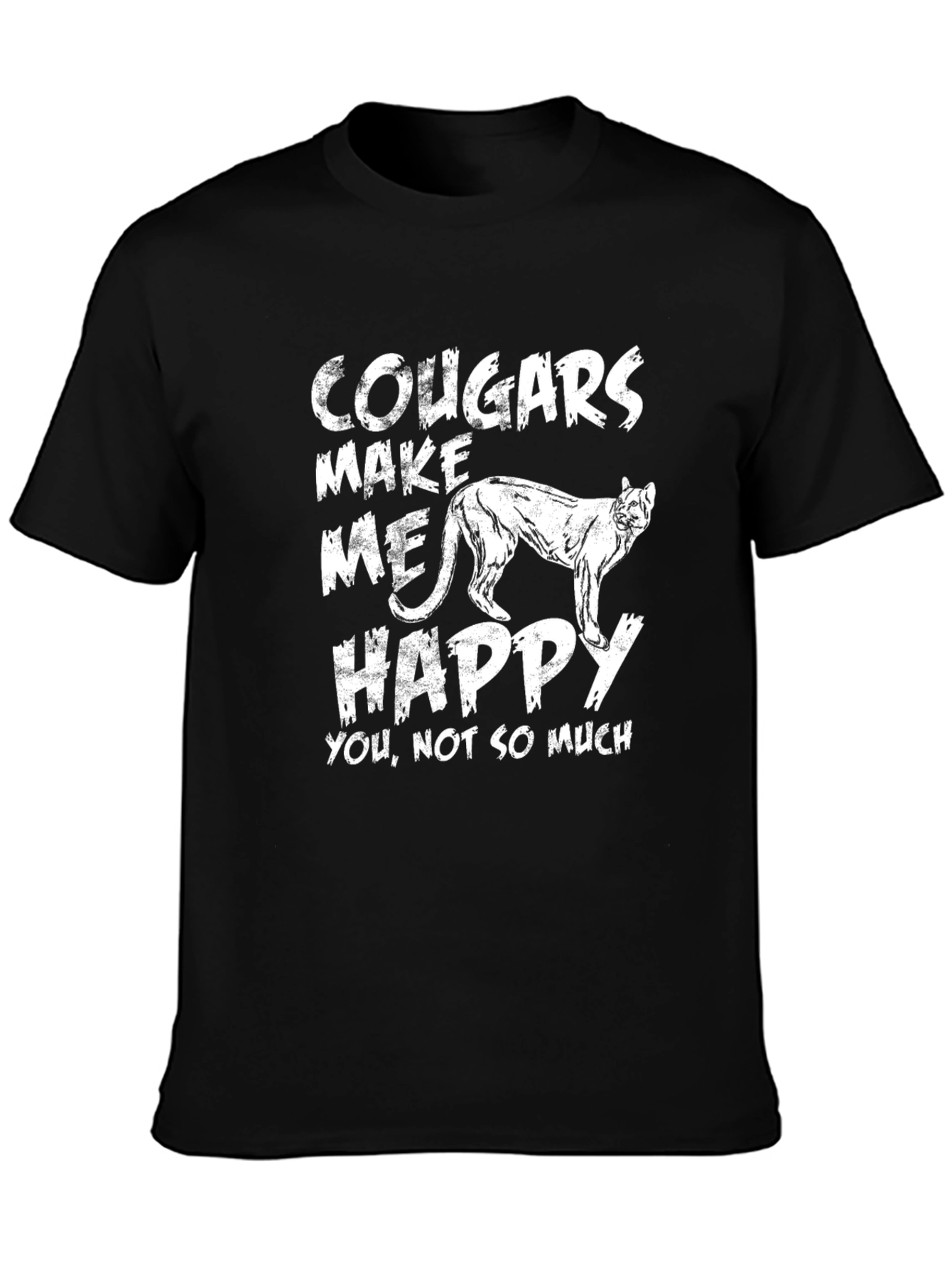 Black Cougars Make Me Happy Graphic T-Shirt view 3