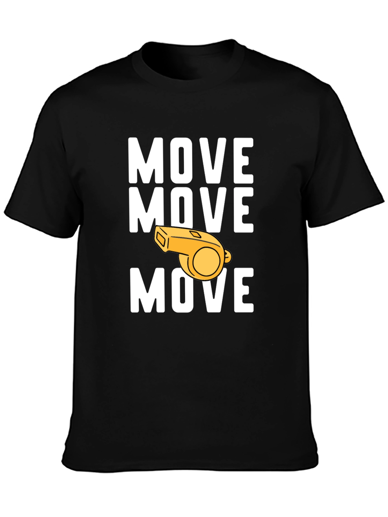 Black Move Whistle Graphic Tee - Funny Sports T-Shirt view 3