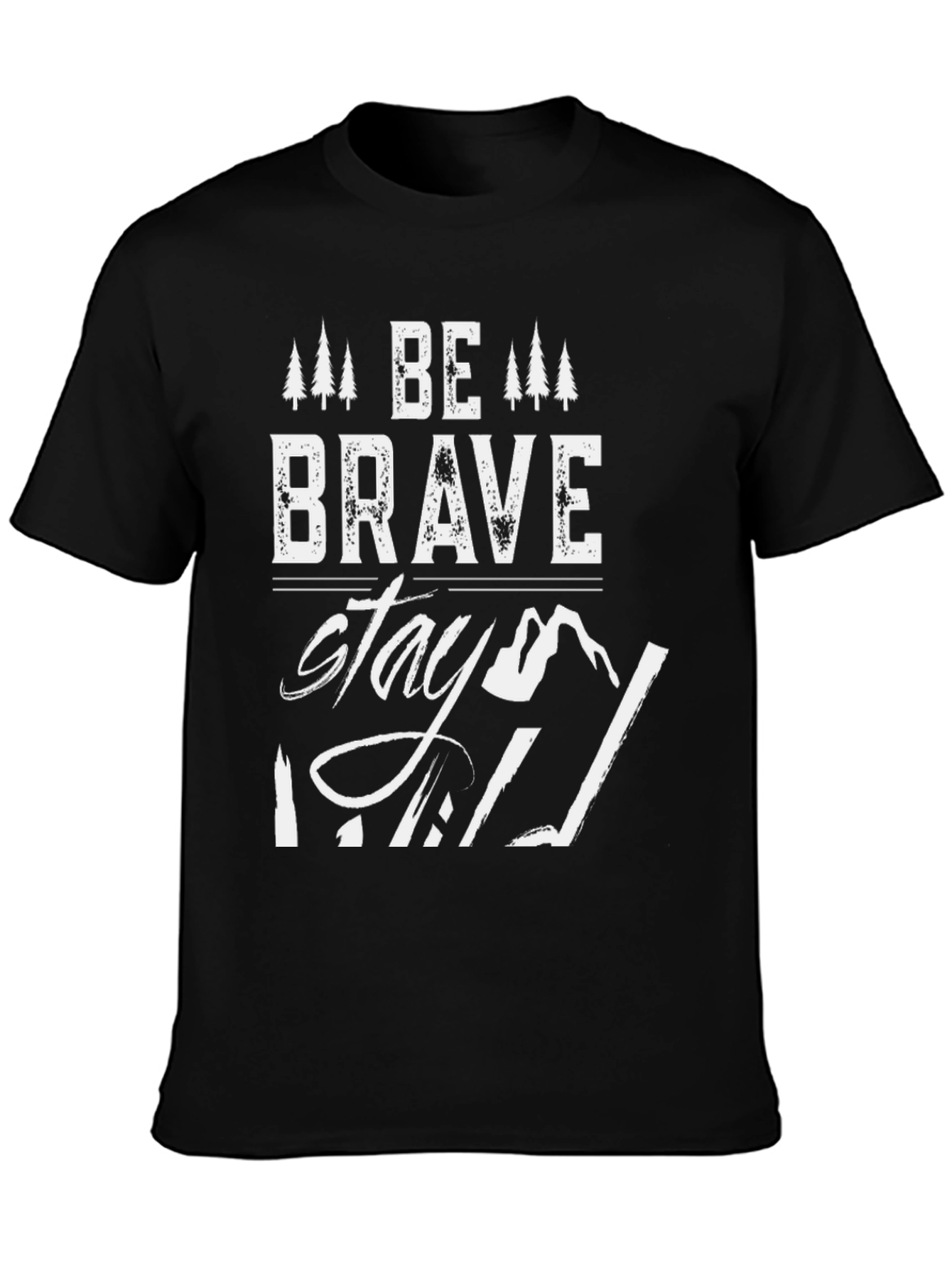 Black Be Brave Stay Wild Graphic T-Shirt view 3