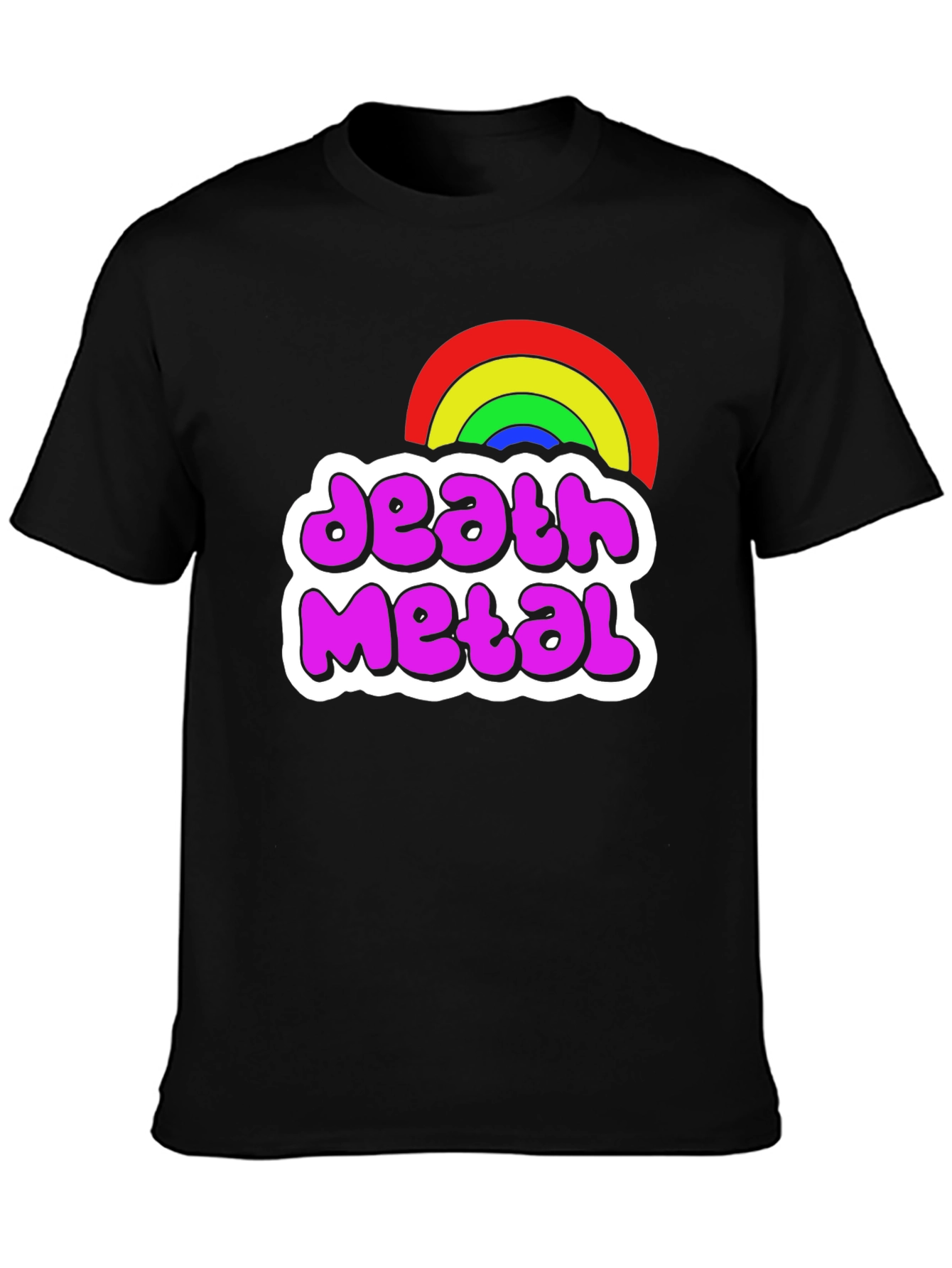 Black Death Metal Rainbow T-Shirt - Soft Cotton Tee view 3