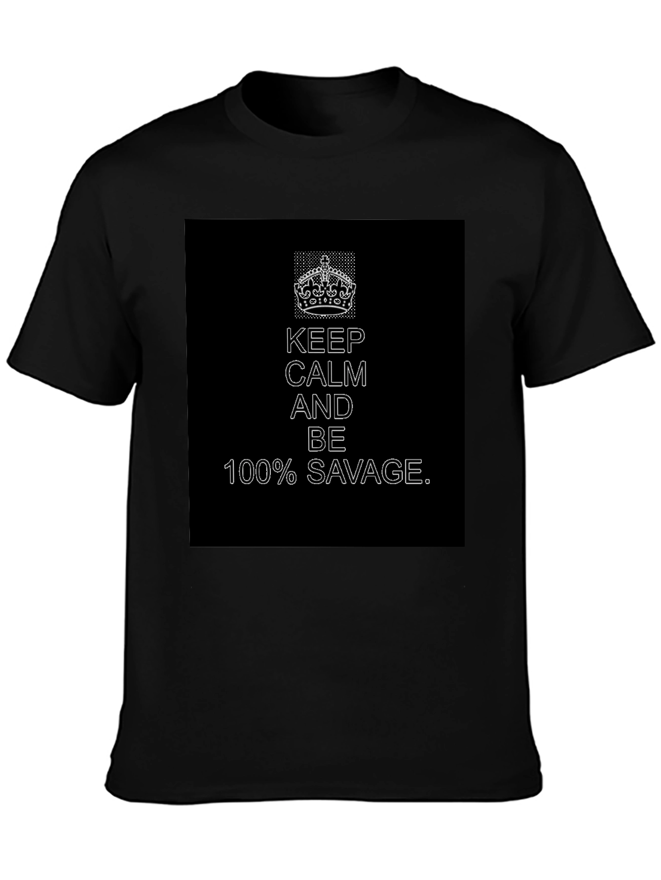 Black Keep Calm 100% Savage Graphic Tee - Black view 3