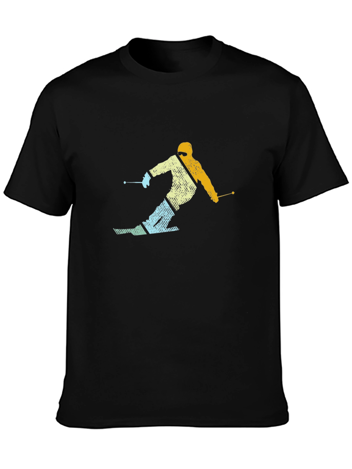 Black Retro Skier Graphic Black T-Shirt view 3
