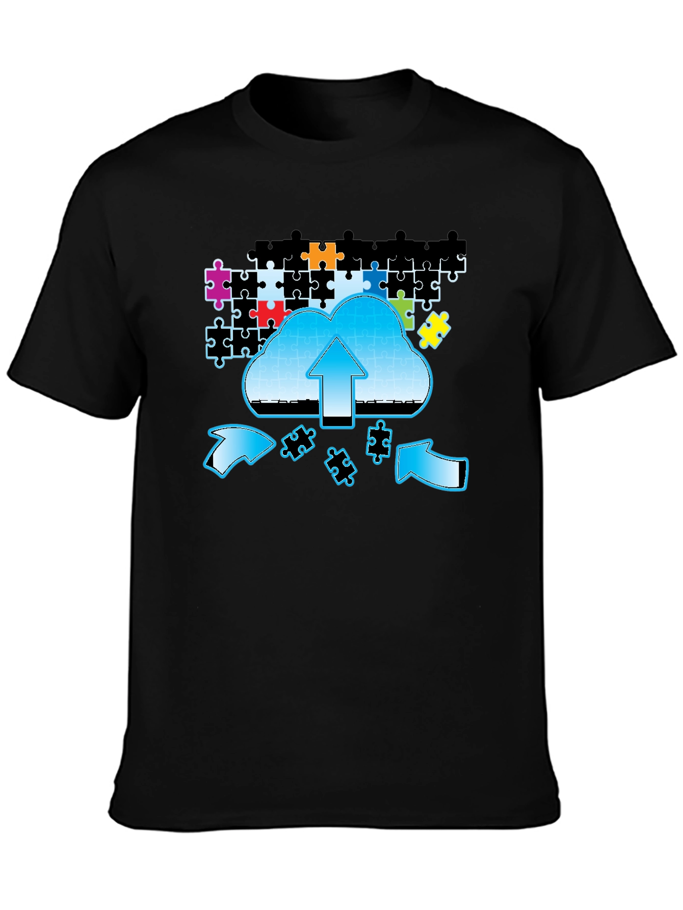 Black Cloud Puzzle Upload Graphic T-Shirt view 3