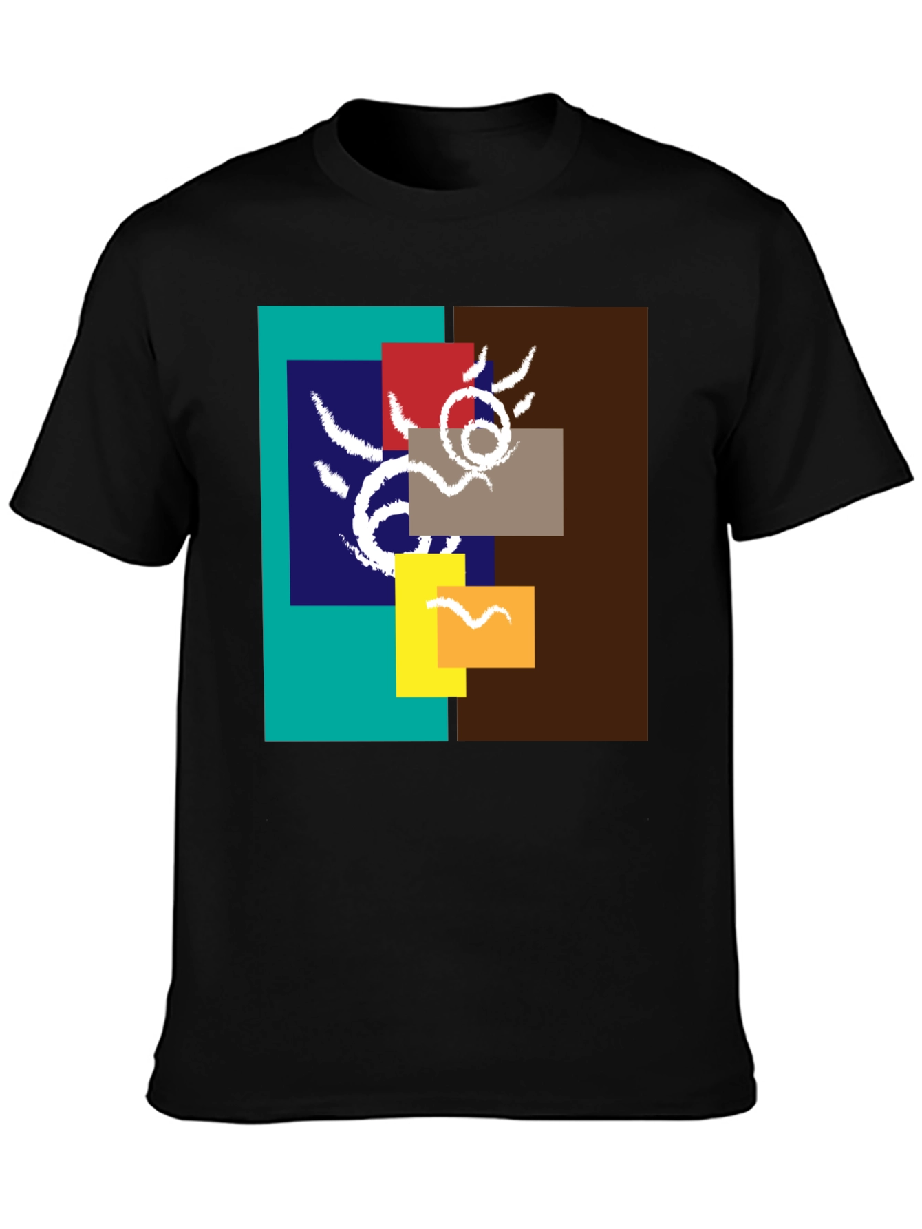 Black Abstract Graphic Print Crew Neck Tee view 3