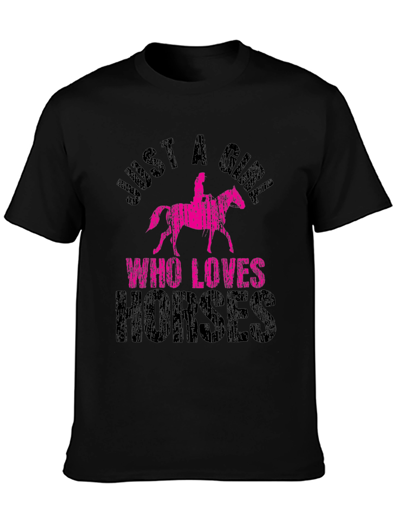 Black Just A Girl Who Loves Horses T-Shirt view 3