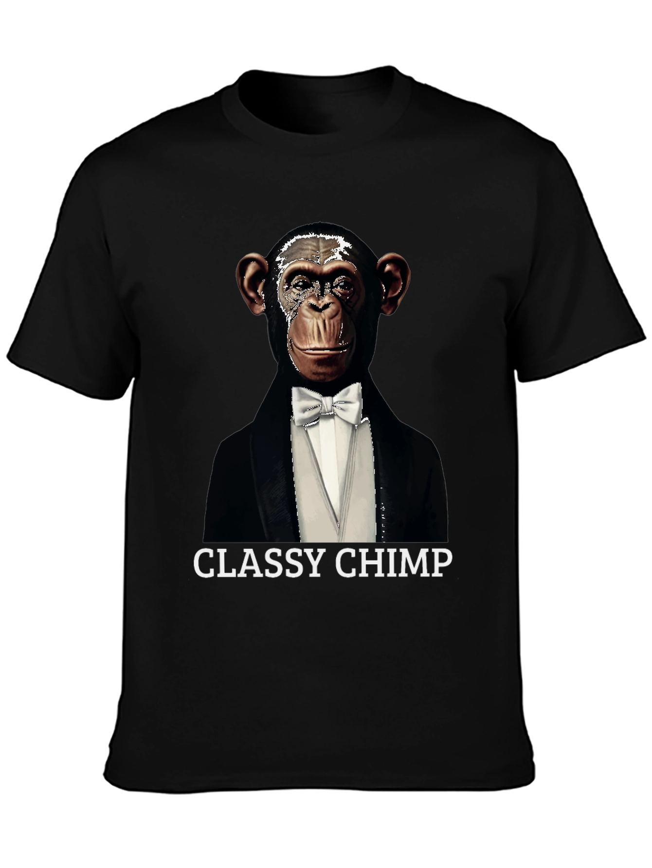 Black Classy Chimp Graphic Tee - Novelty Tuxedo T-Shirt view 3