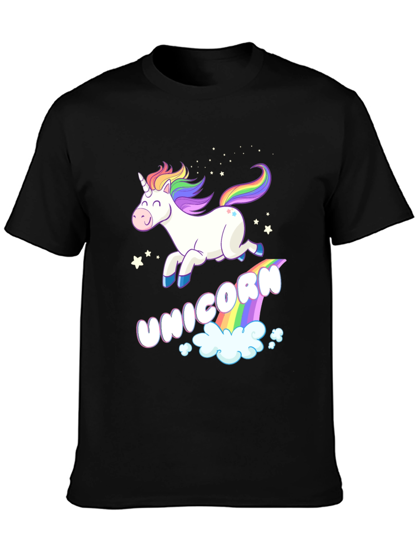 Black Unicorn Rainbow T-Shirt - Fun Whimsical Design view 3