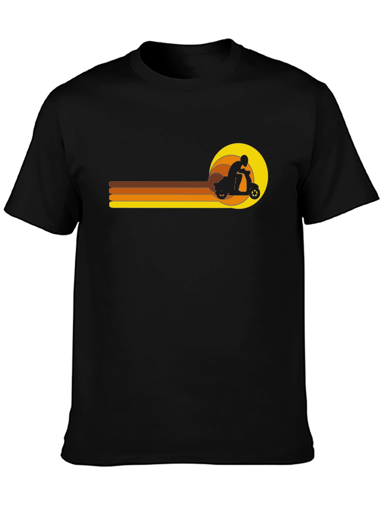 Black Retro Scooter Graphic Tee - Vintage Style T-Shirt view 3