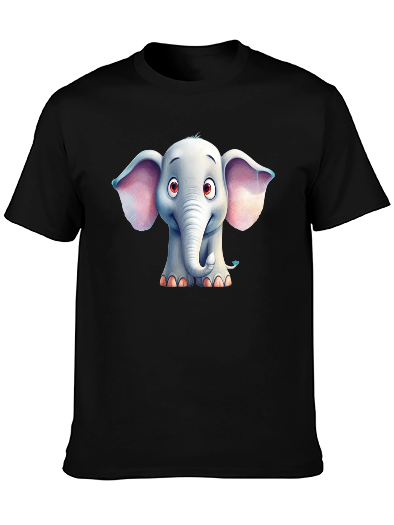 Black Cute Elephant Graphic Tee - Black Cotton Blend T-Shirt view 3