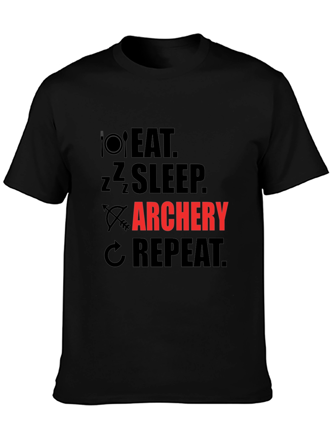 Black Eat Sleep Archery Repeat Graphic T-Shirt view 3