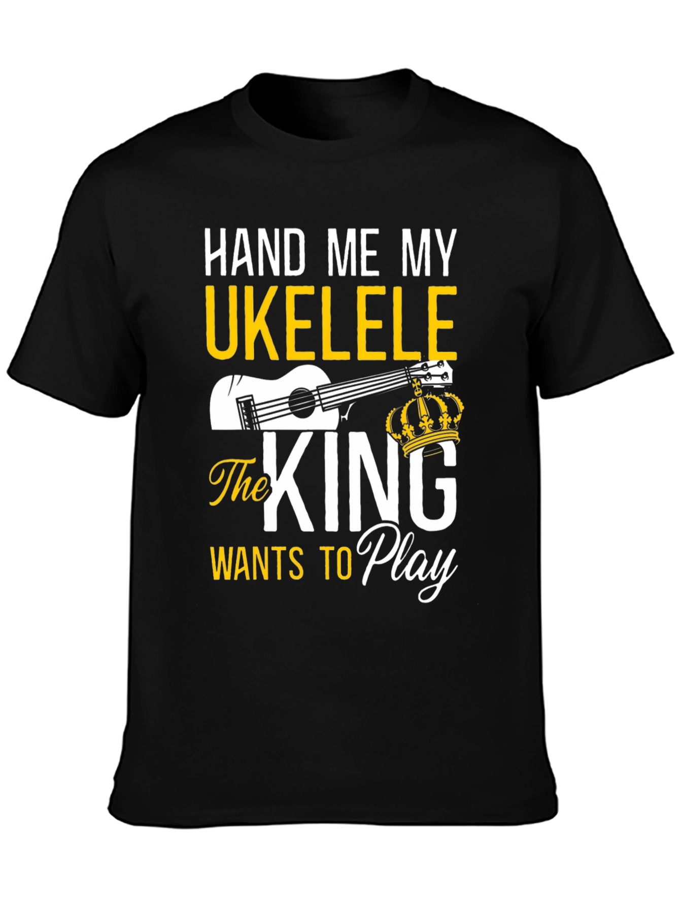 Black Hand Me My Ukulele - King T-Shirt view 3