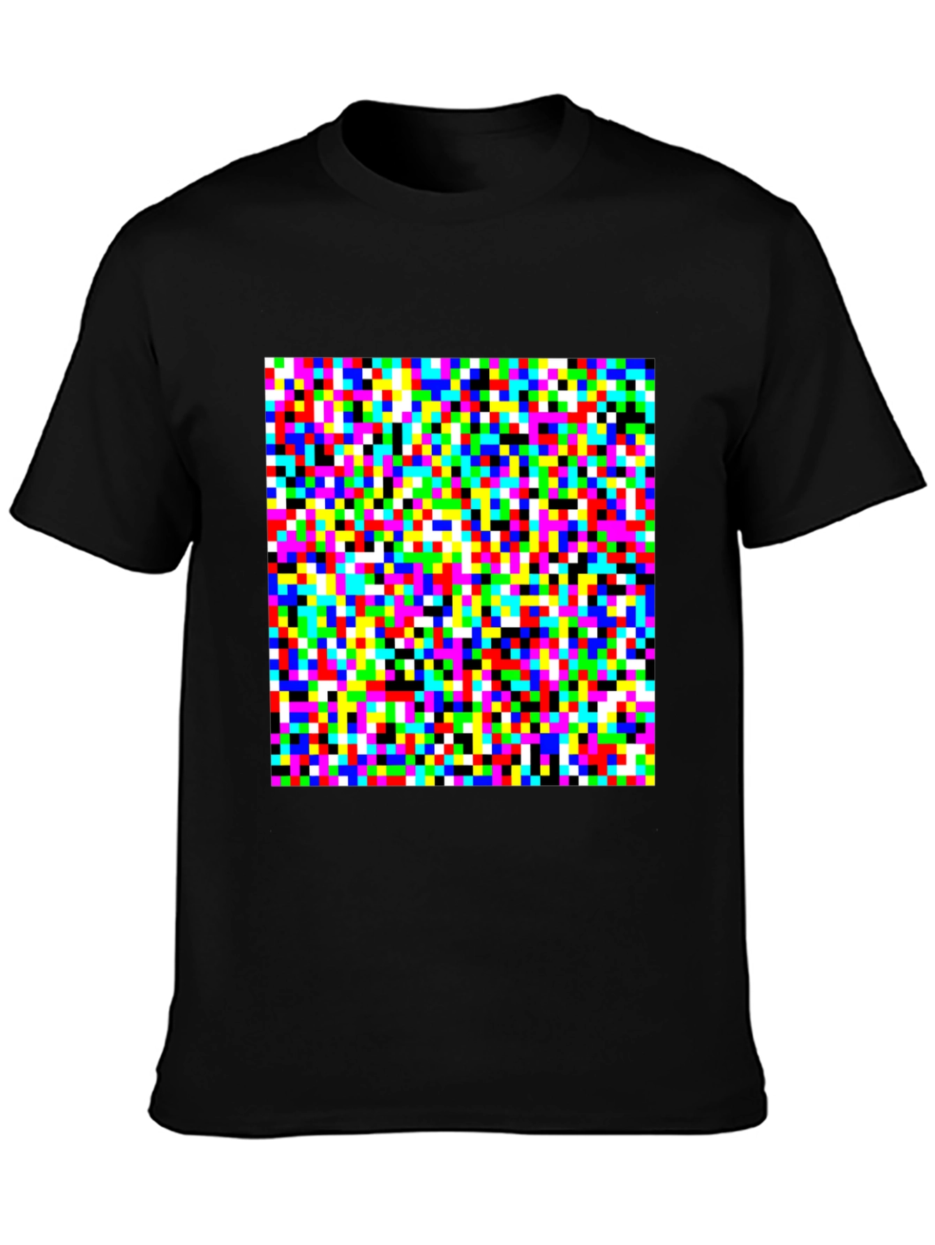 Black Pixelated Color Block Graphic Tee - Unique Design view 3