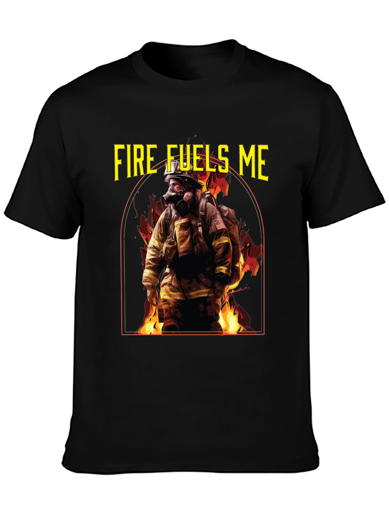 Black Fire Fuels Me Firefighter Graphic T-Shirt view 3