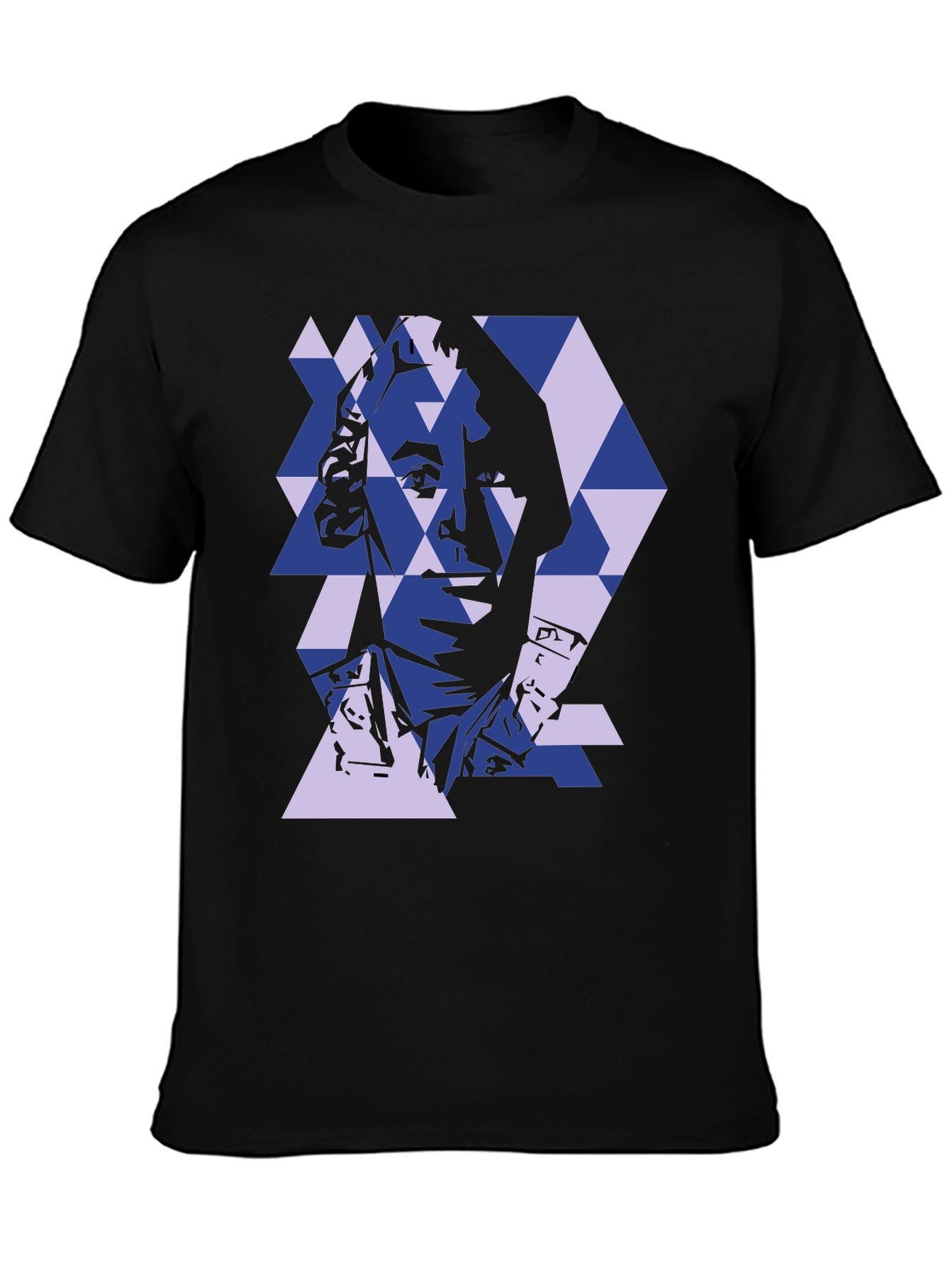 Black Geometric Portrait Tee - Stylish Abstract Design view 3