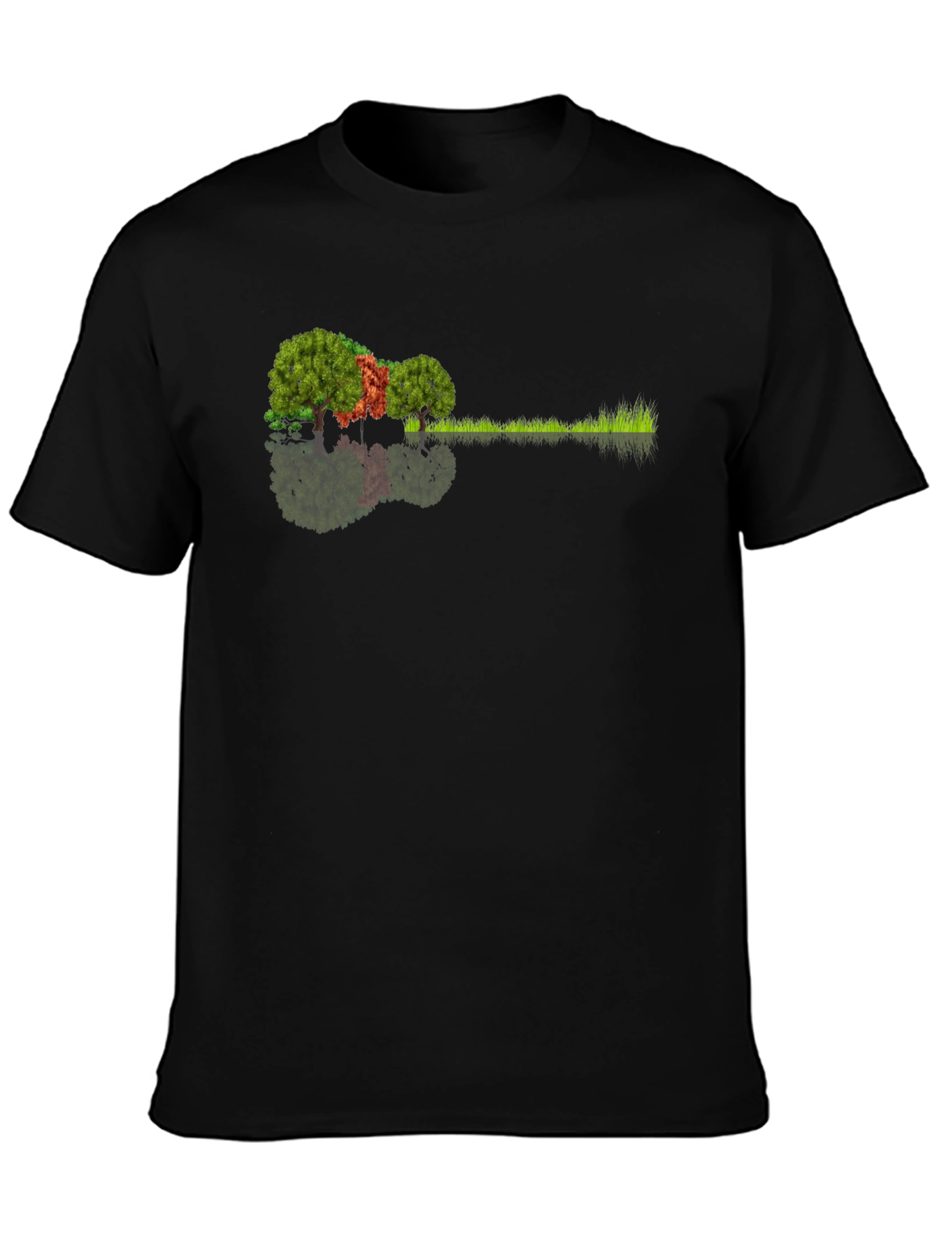 Black Nature Guitar Tee: Eco-Friendly Music Lover's Shirt view 3