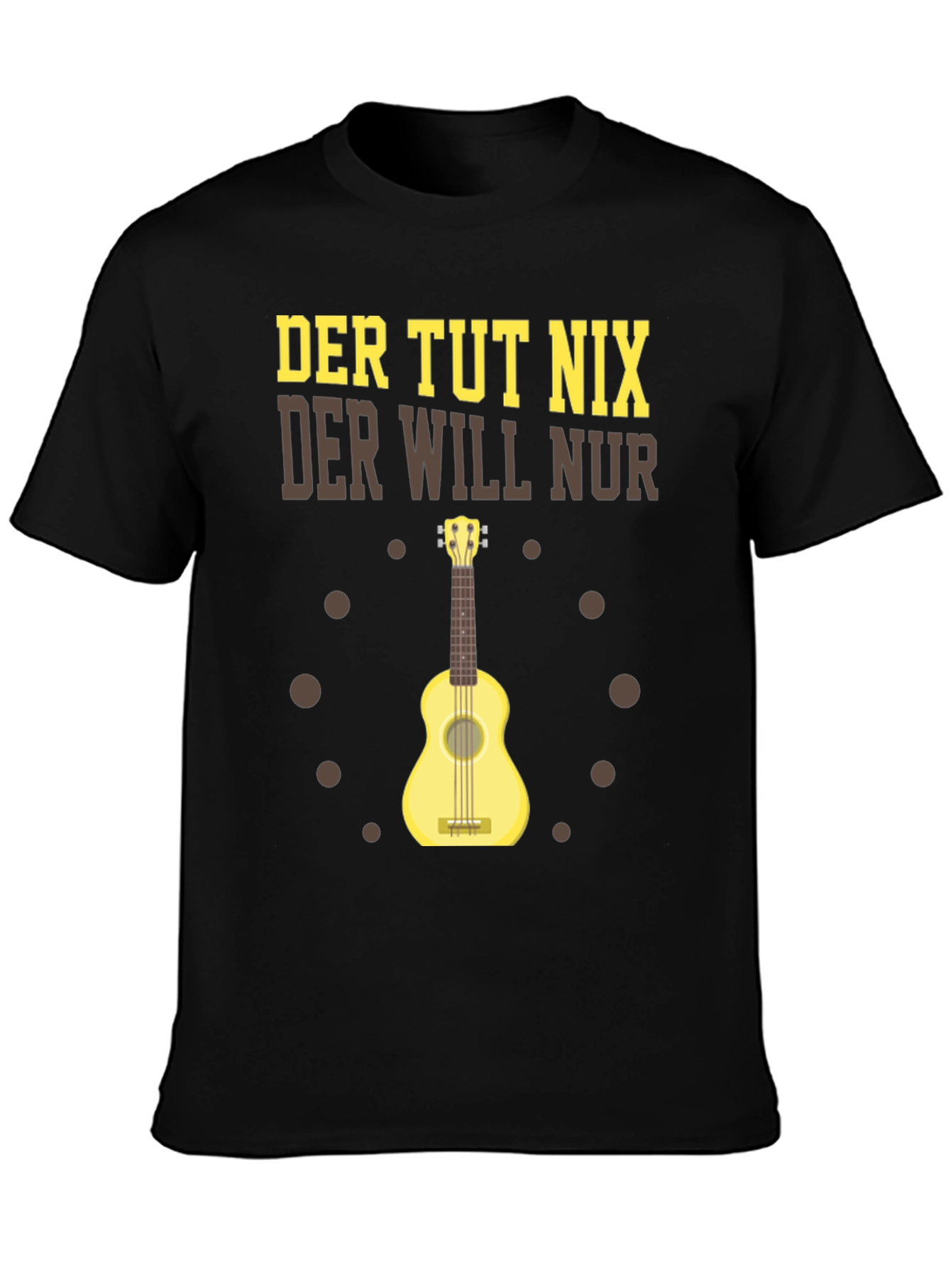 Black Der Tut Nix Graphic T-Shirt Ukulele Player view 3