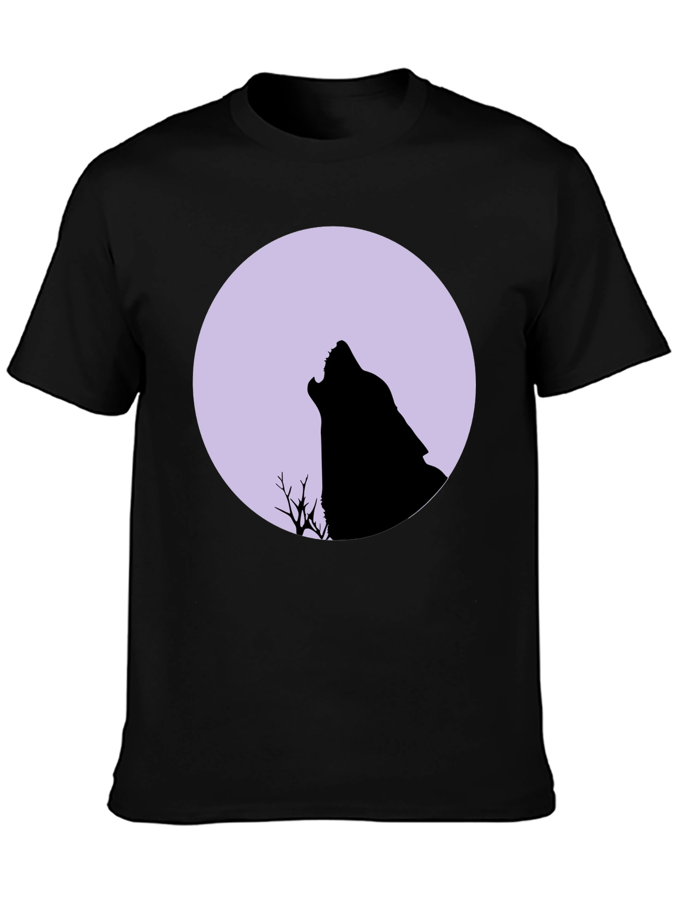 Black Wolf Moon Graphic Tee - Black Cotton T-Shirt view 3