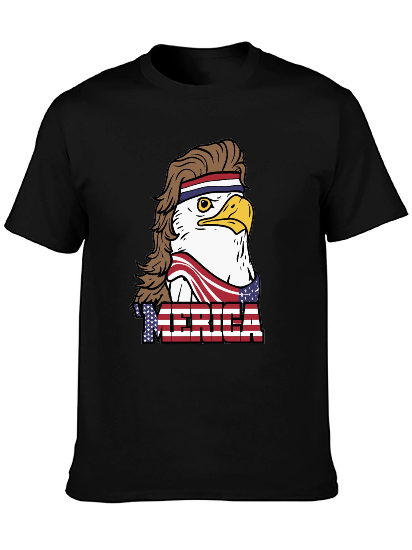 Black USA Eagle Mullet T-Shirt: Patriotic & Funny view 3