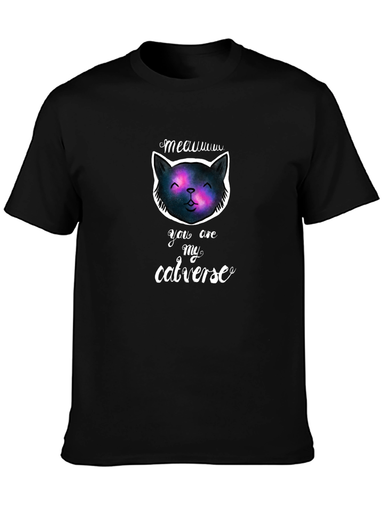 Black Meauuu Catverse T-Shirt - Galaxy Cat Graphic Tee view 3
