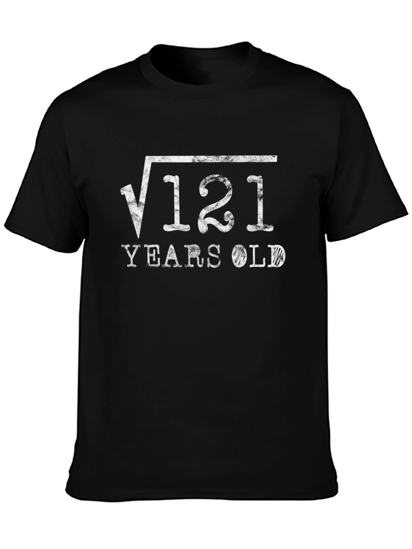 Black Square Root 121 Years Old T-Shirt Funny Math Birthday Tee view 3