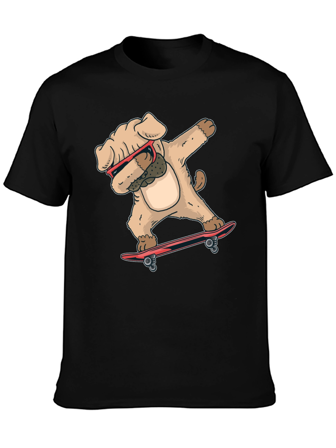 Black Dabbing Dog Skateboard T-Shirt view 3
