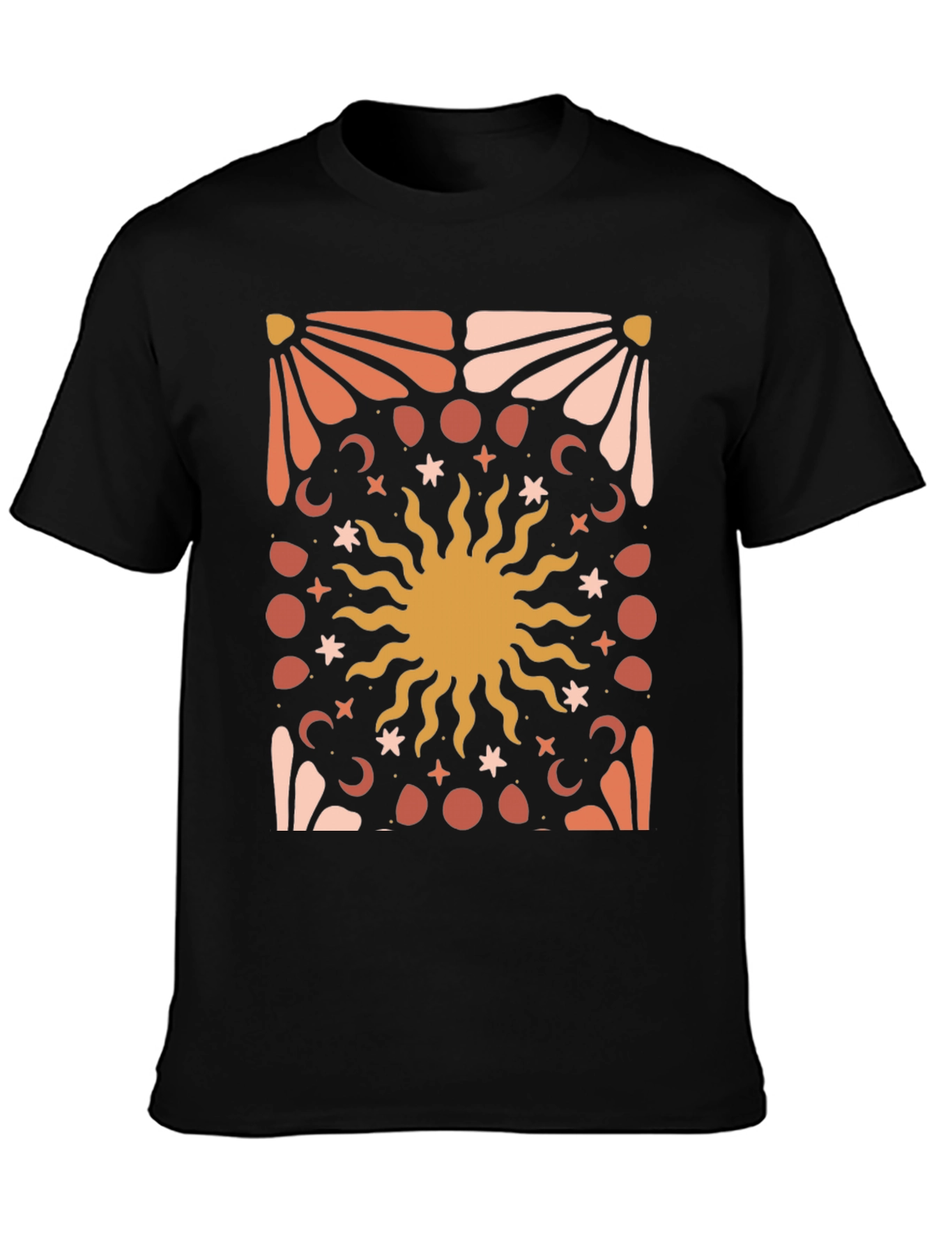 Black Celestial Sun Graphic Tee - Black Cotton Blend view 3