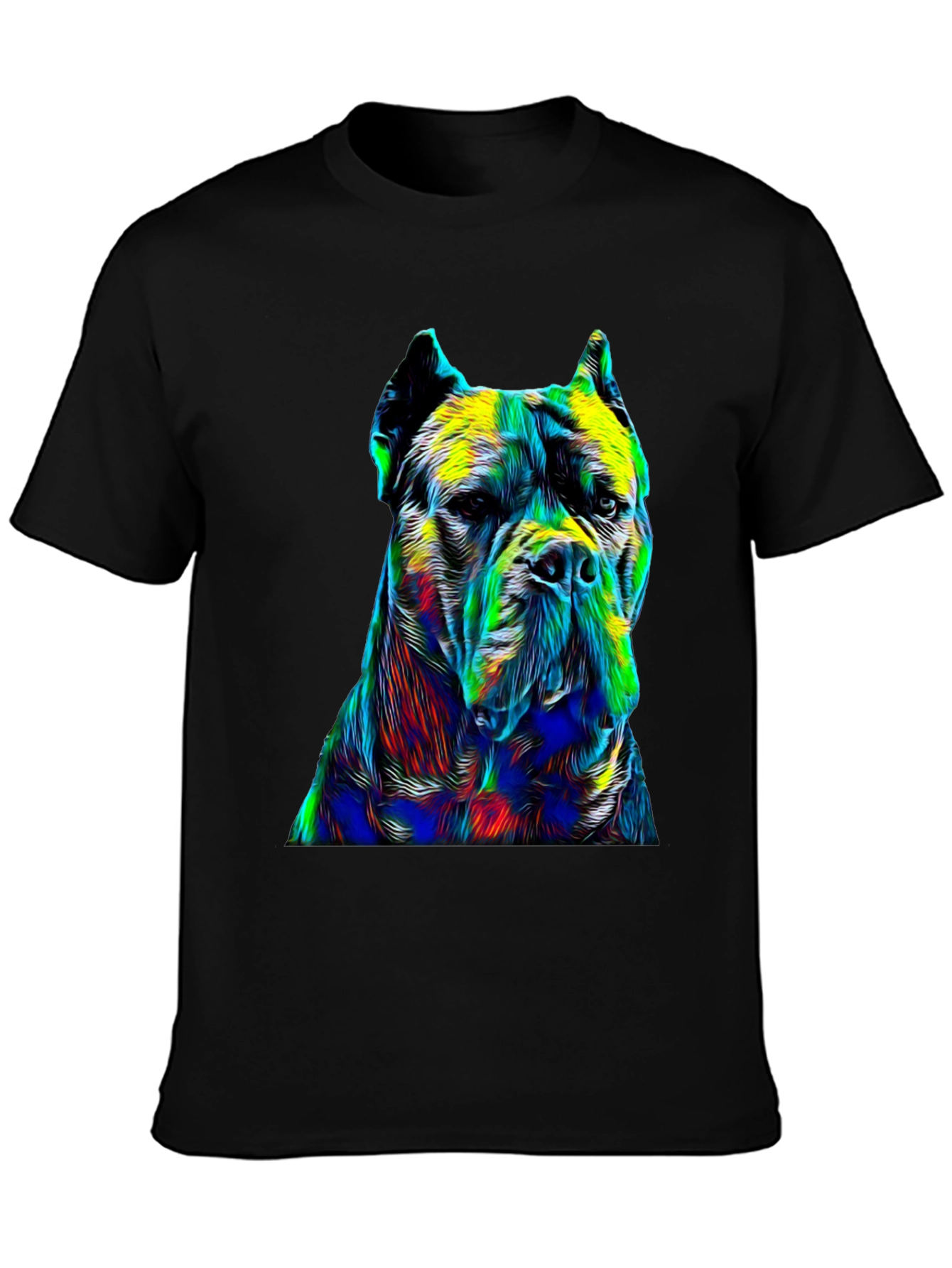 Black Abstract Dog Print Black T-Shirt view 3