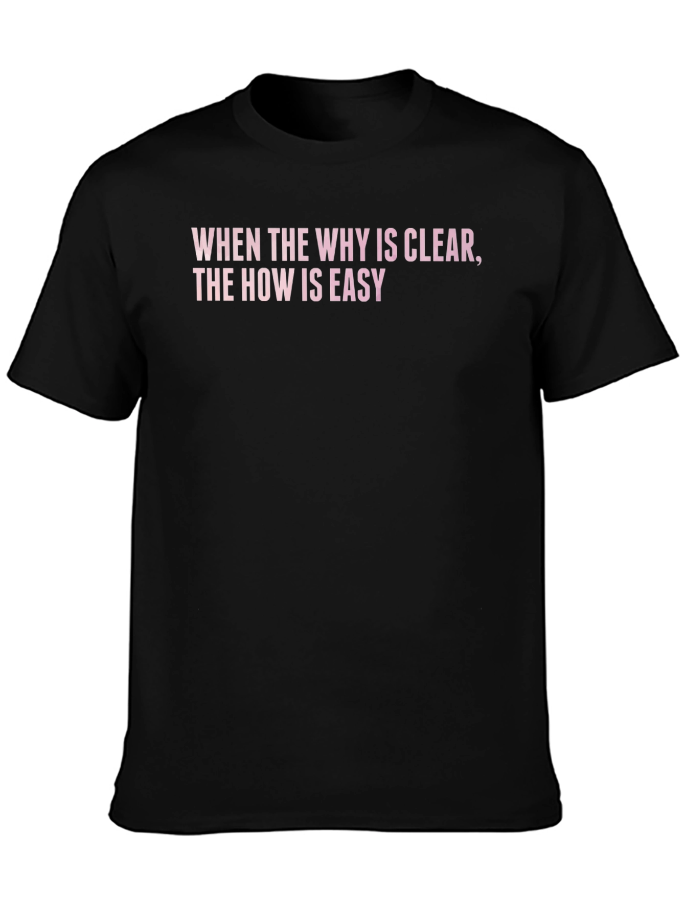 Black Inspirational Quote T-Shirt: When the Why is Clear view 3