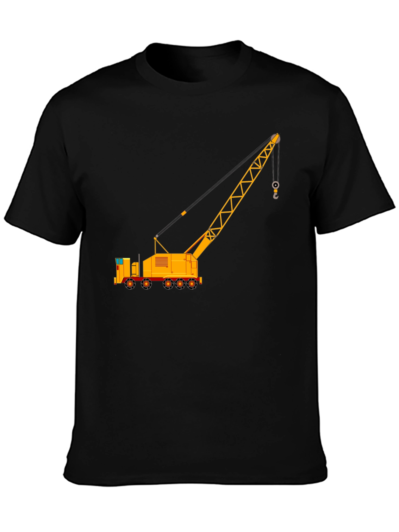 Black Construction Crane Graphic T-Shirt view 3