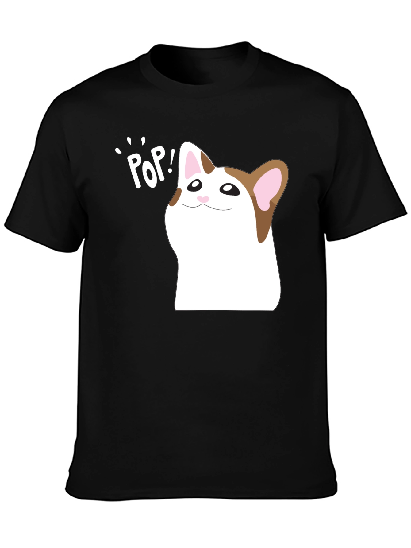 Black Pop Cat Meme T-Shirt - Hilarious Viral Cat Tee view 3