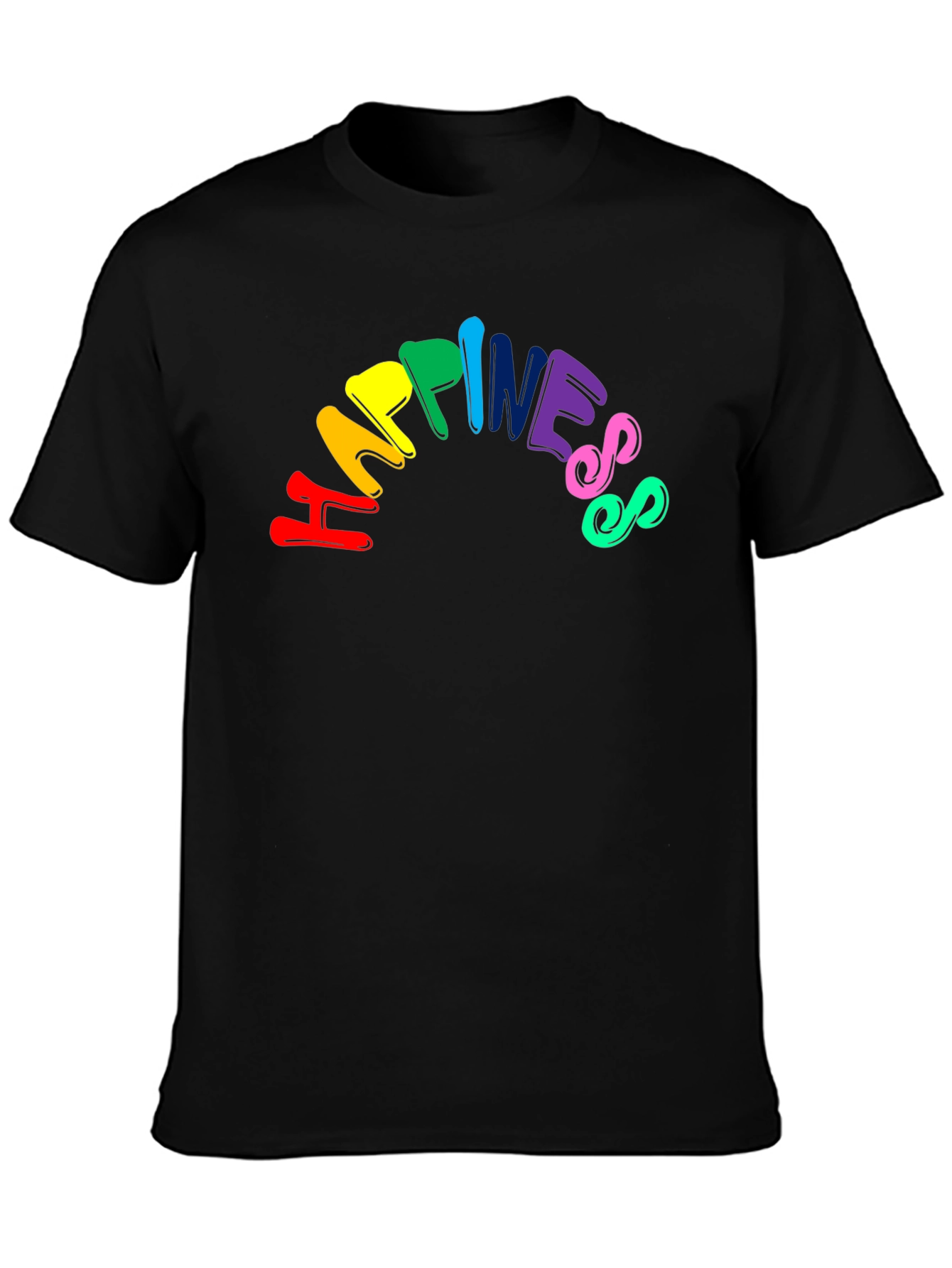 Black Happiness Rainbow Graphic Tee - Unisex Black T-Shirt view 3