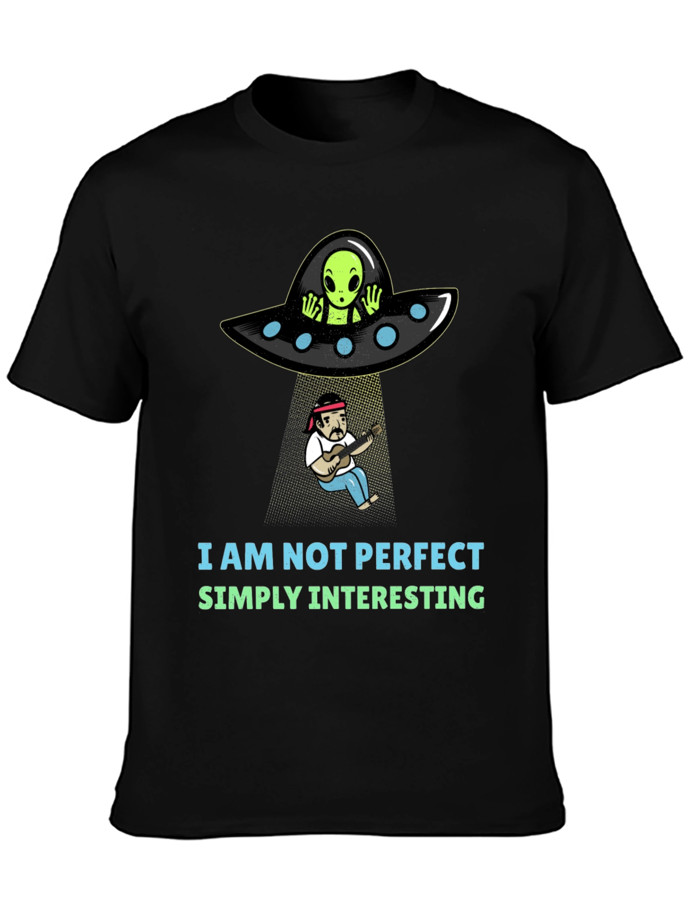 Black Funny Alien Abduction Graphic T-Shirt view 3