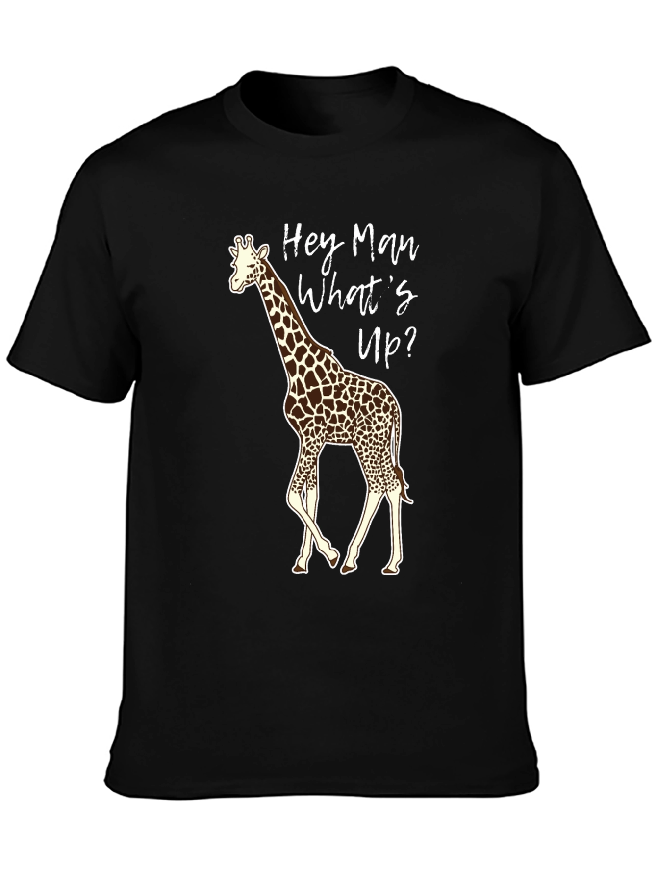 Black Hey Man Giraffe Graphic Tee view 3