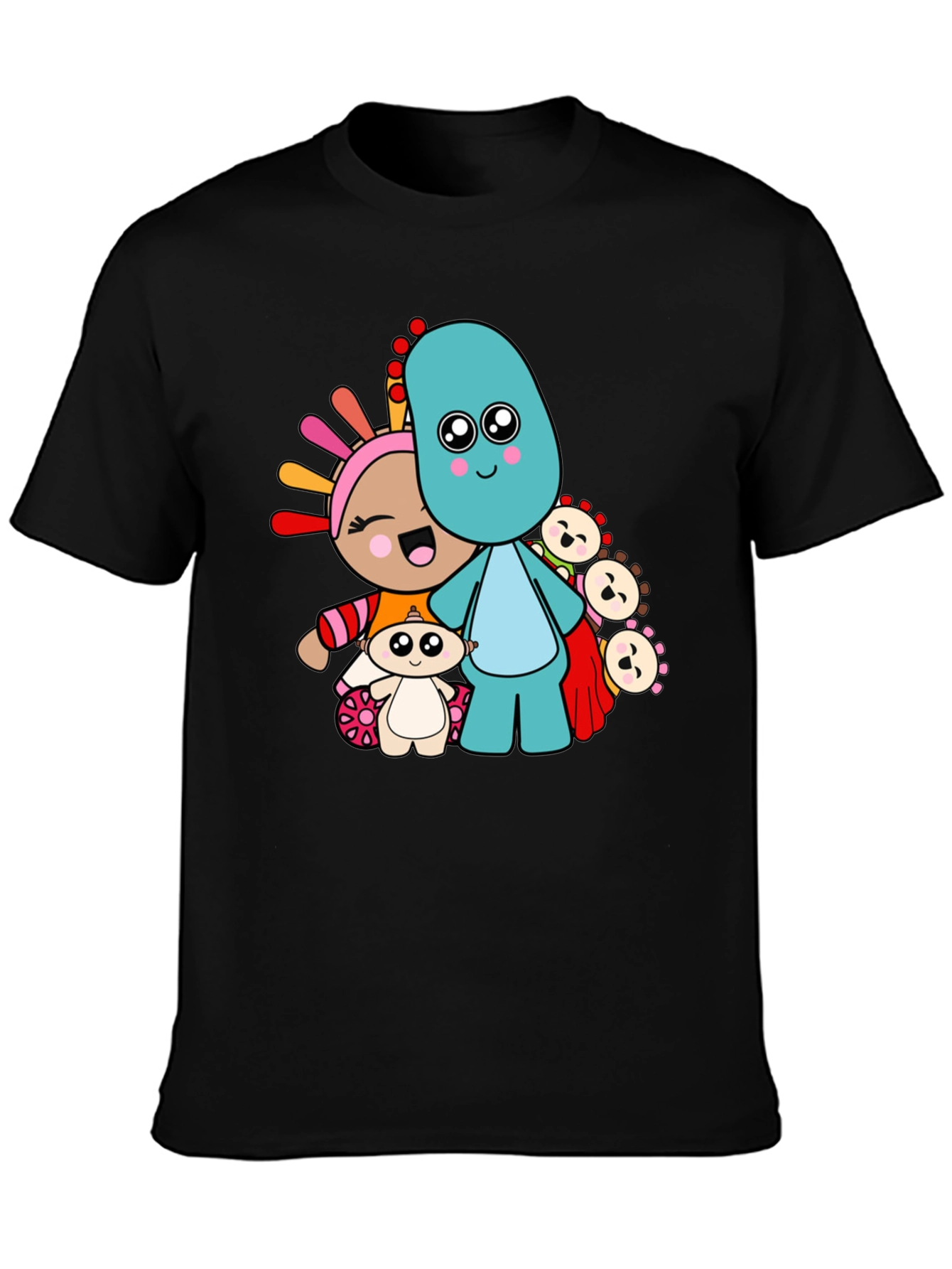 Black In the Night Garden Cartoon Character Black T-Shirt view 3